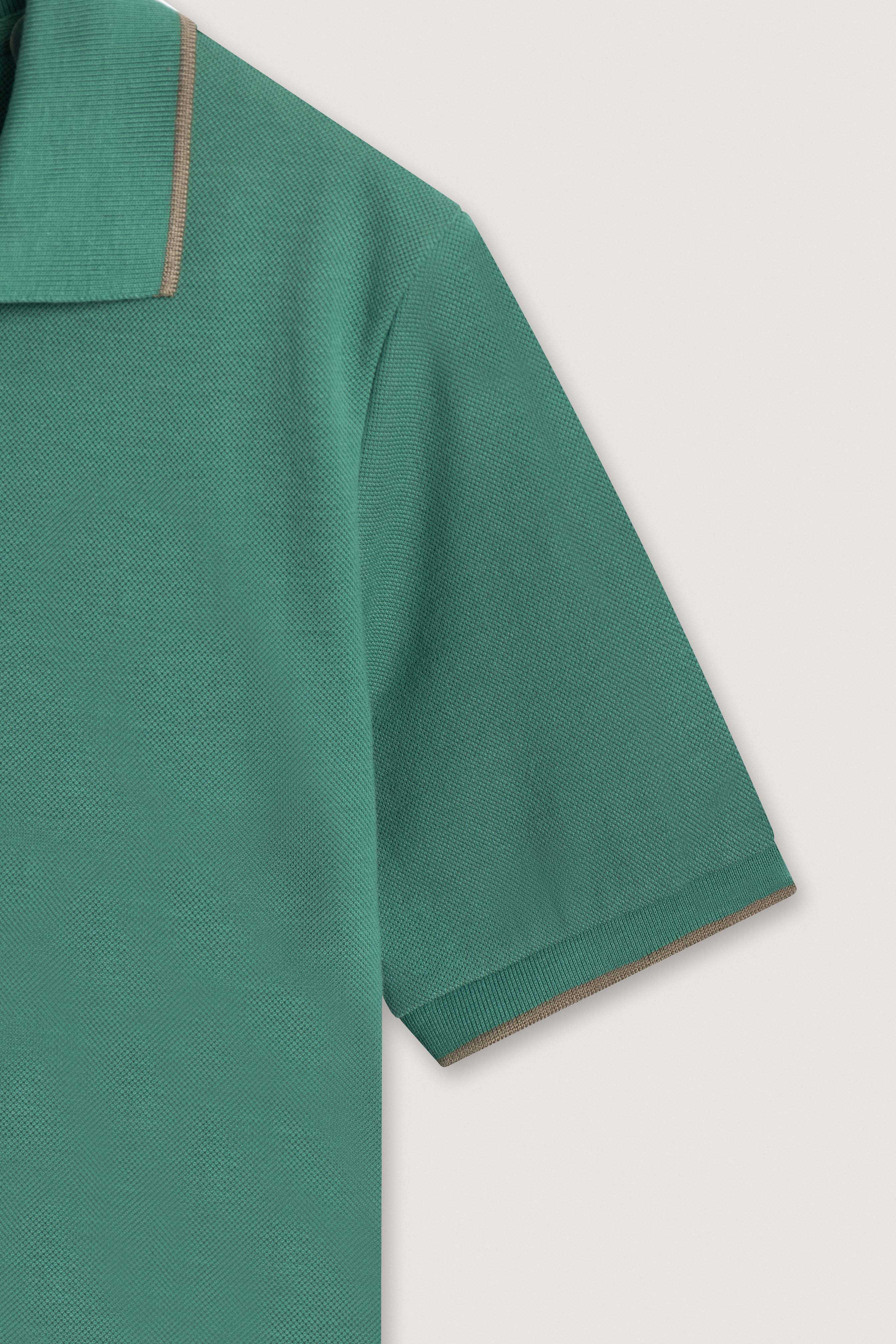 Antique Green Pique V neck Polo - Image 3