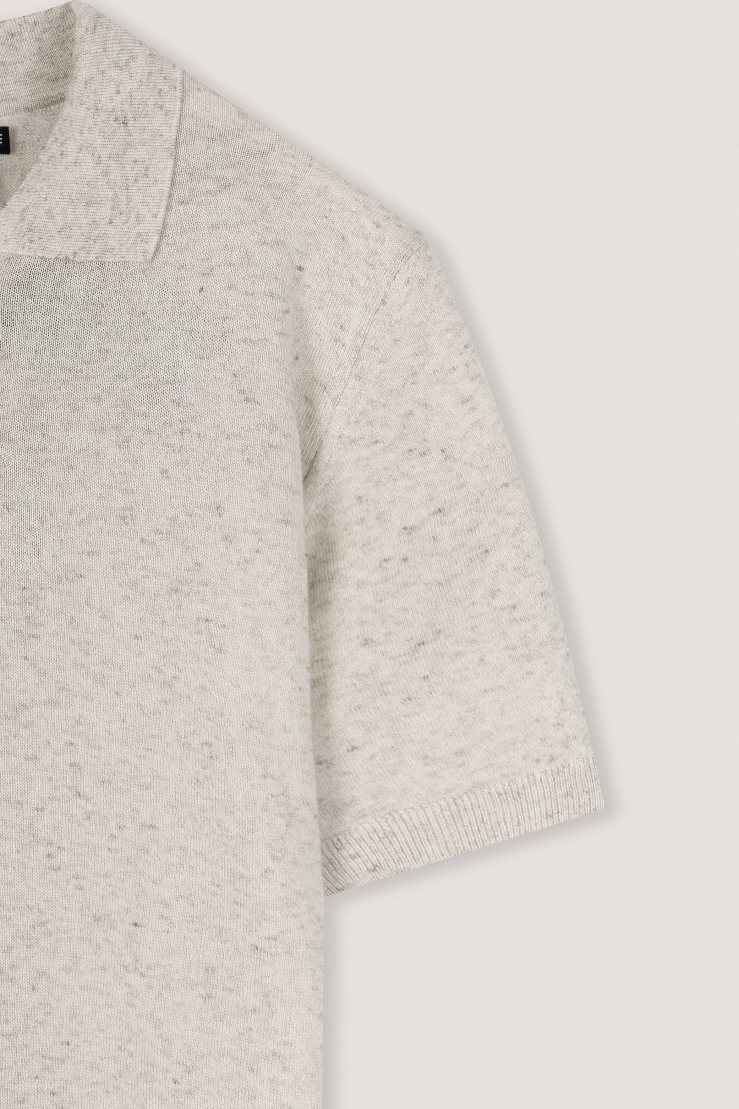 Beige Knitted Linen Look Polo T-Shirt - Image 3