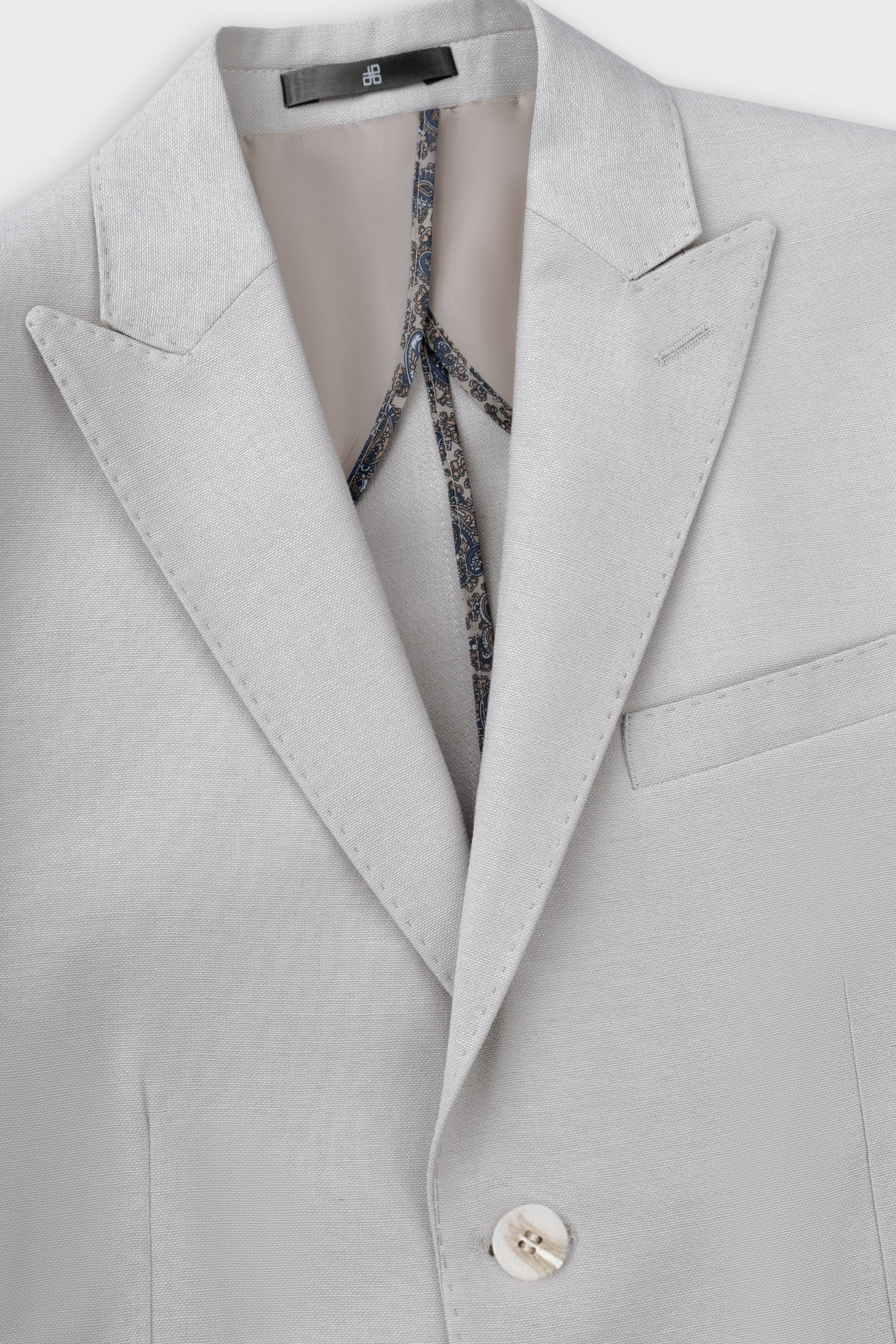 Beige Casual Linen Blend Blazer - Image 3