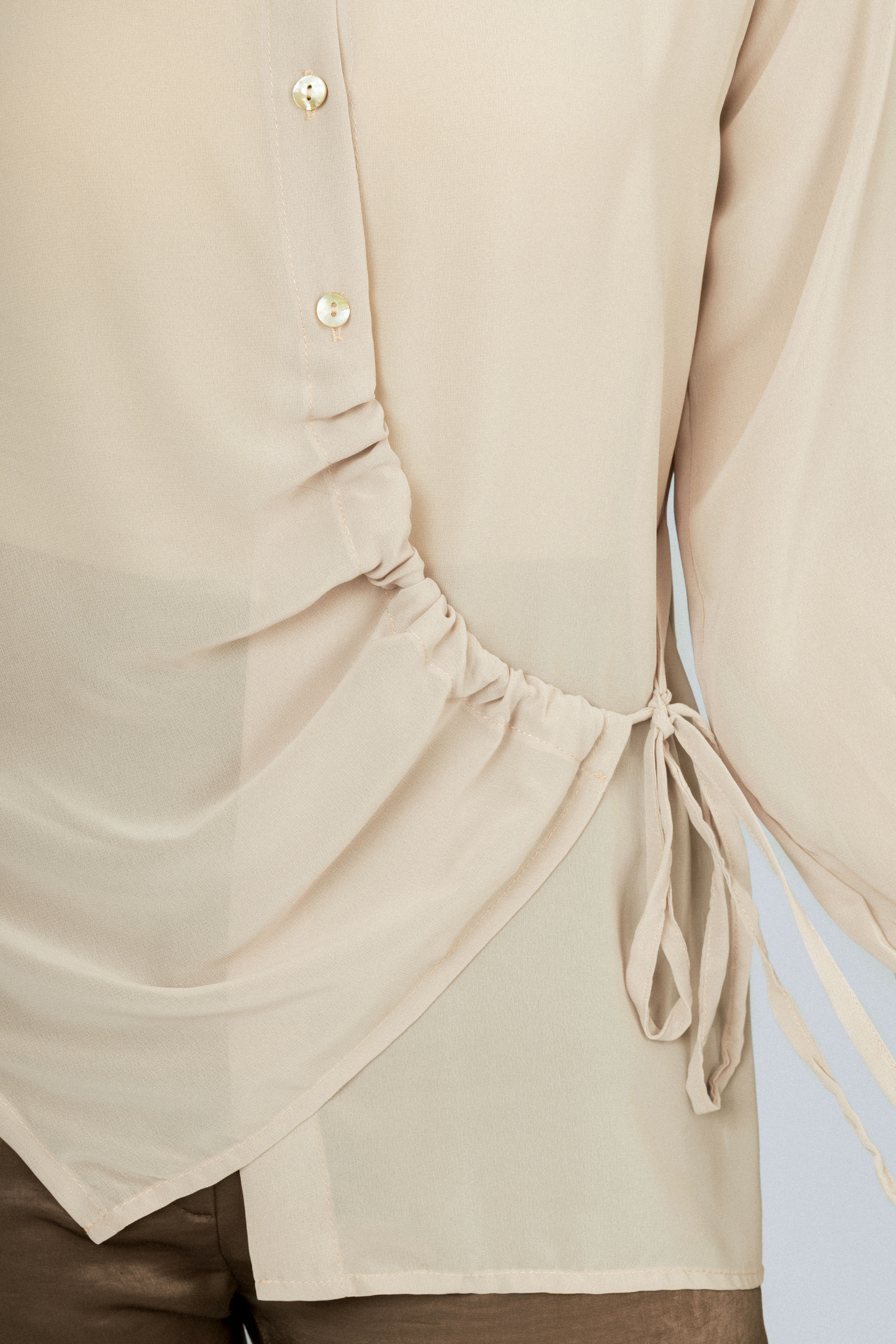 Beige Chiffon Casual Shirt - Image 4