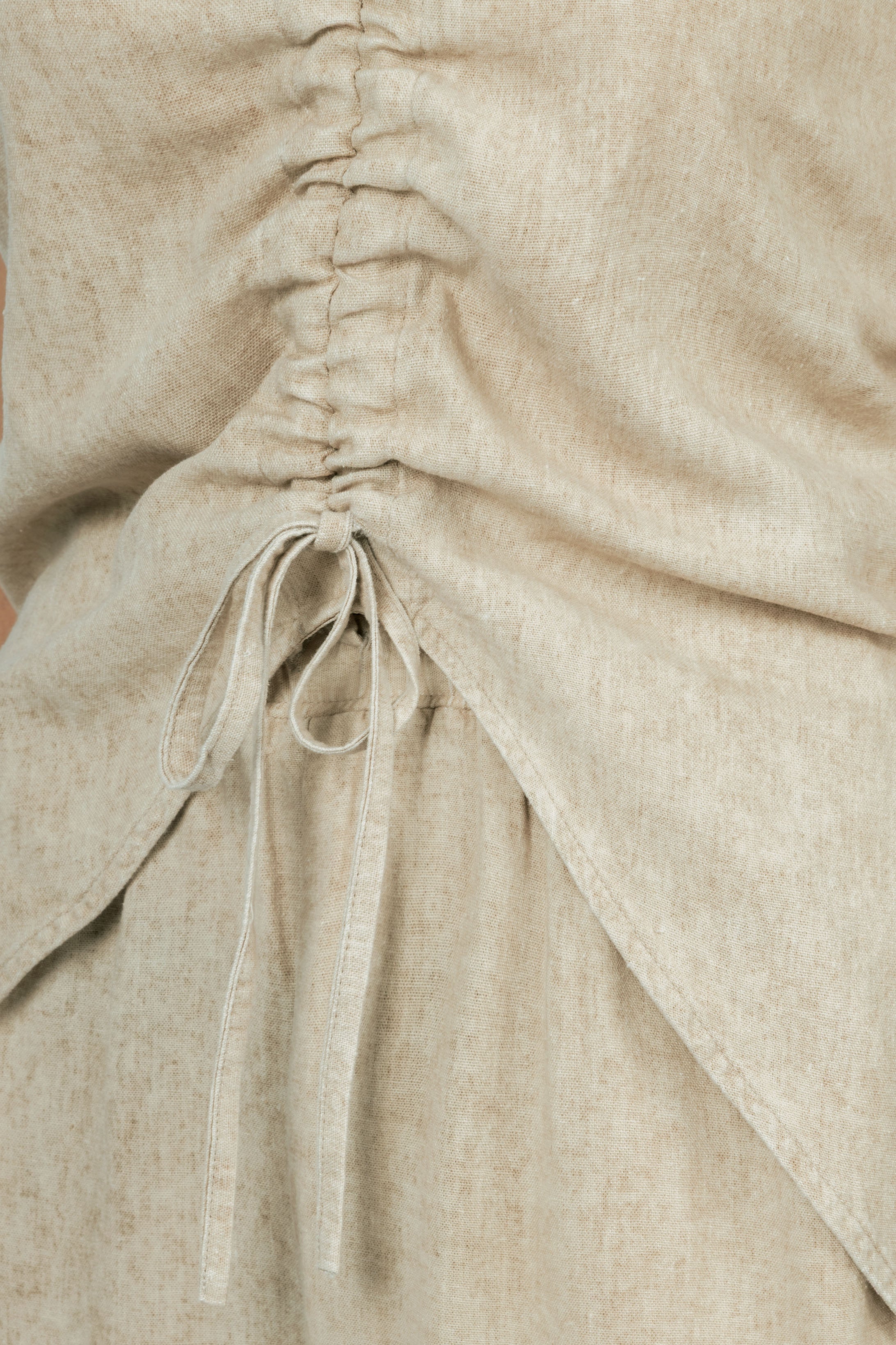 Beige Linen Blend sleeveless Set - Image 3