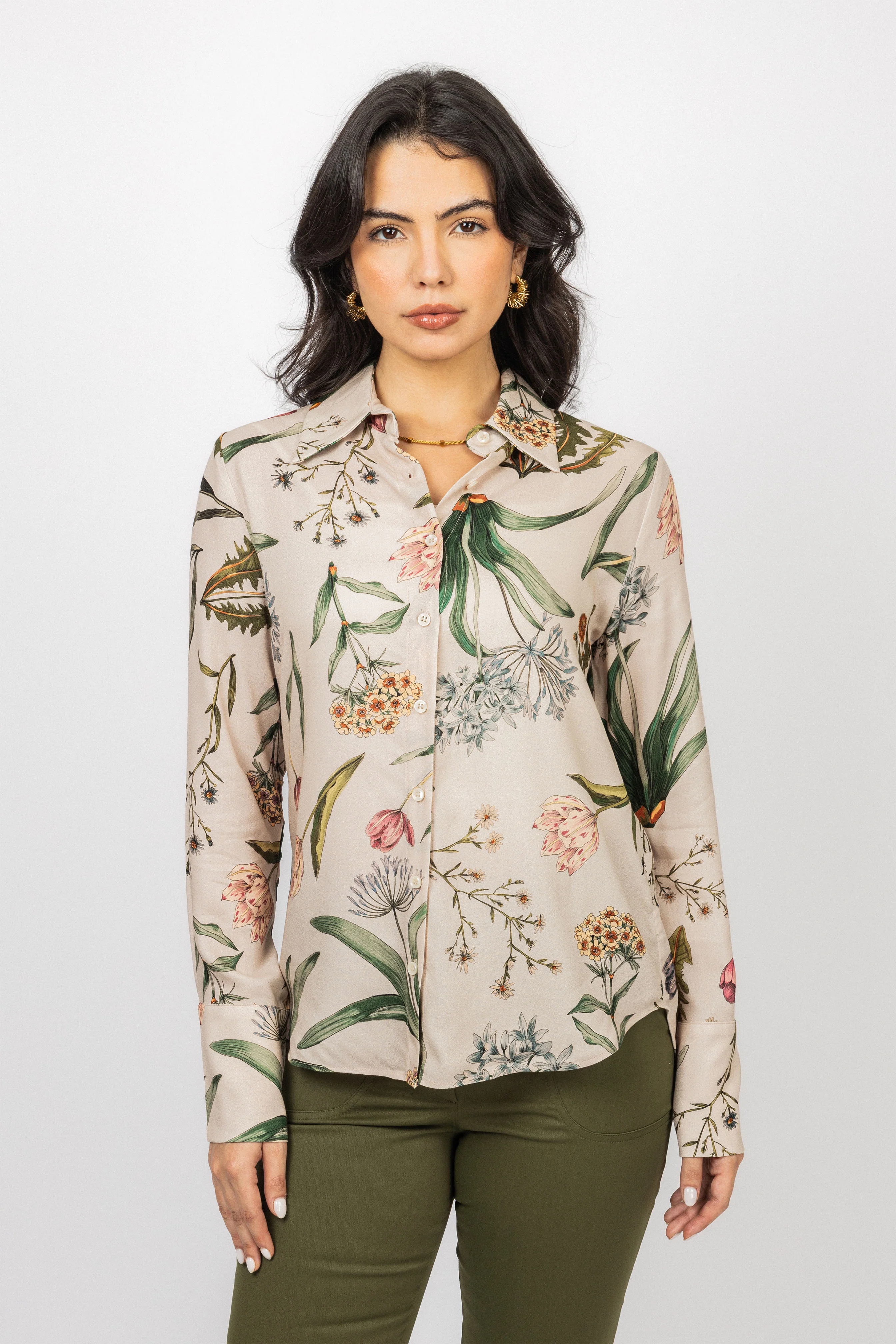 Beige Printed Classic Shirt - Image 2