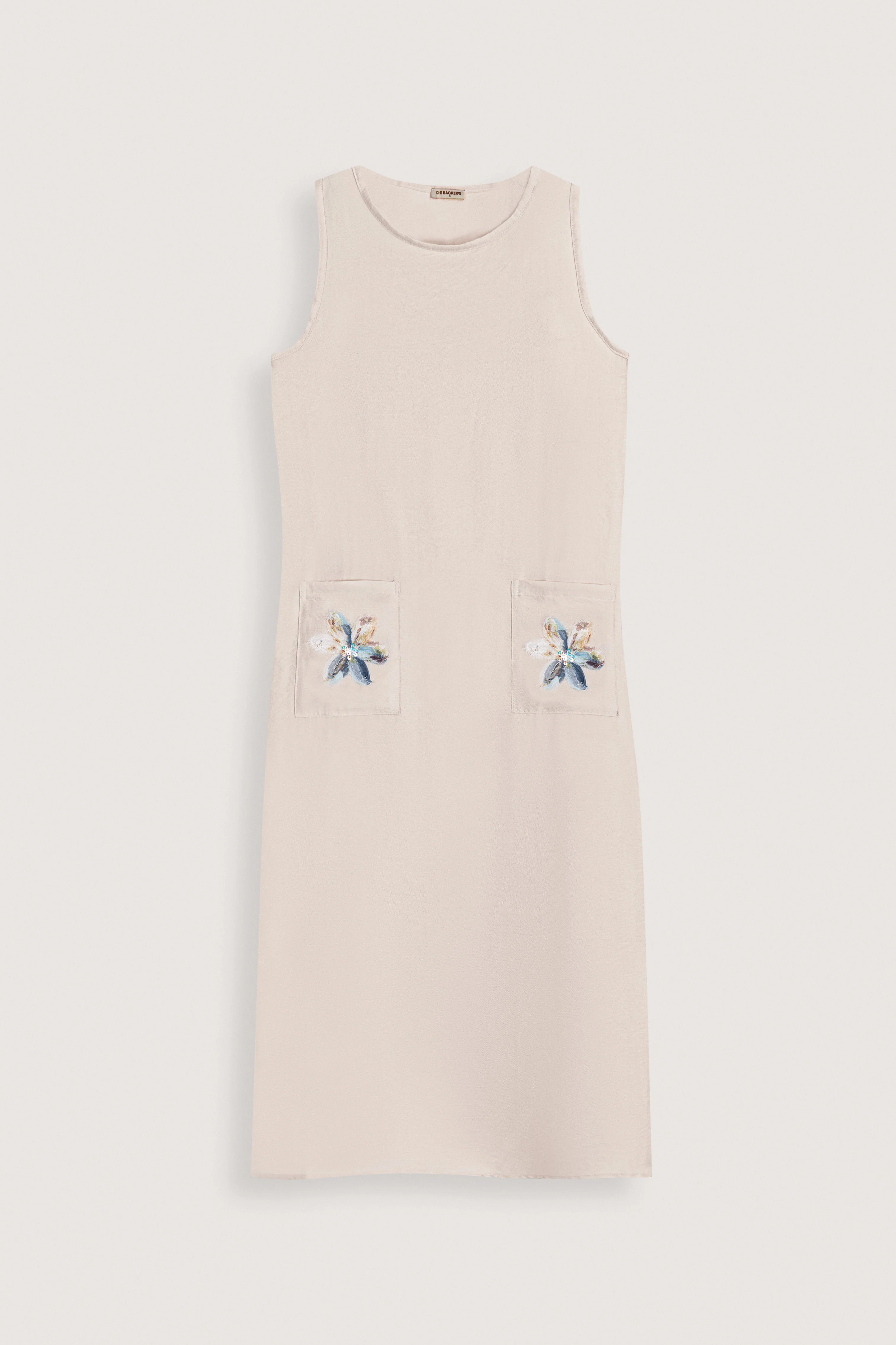 Beige Sleeveless Midi Dress
