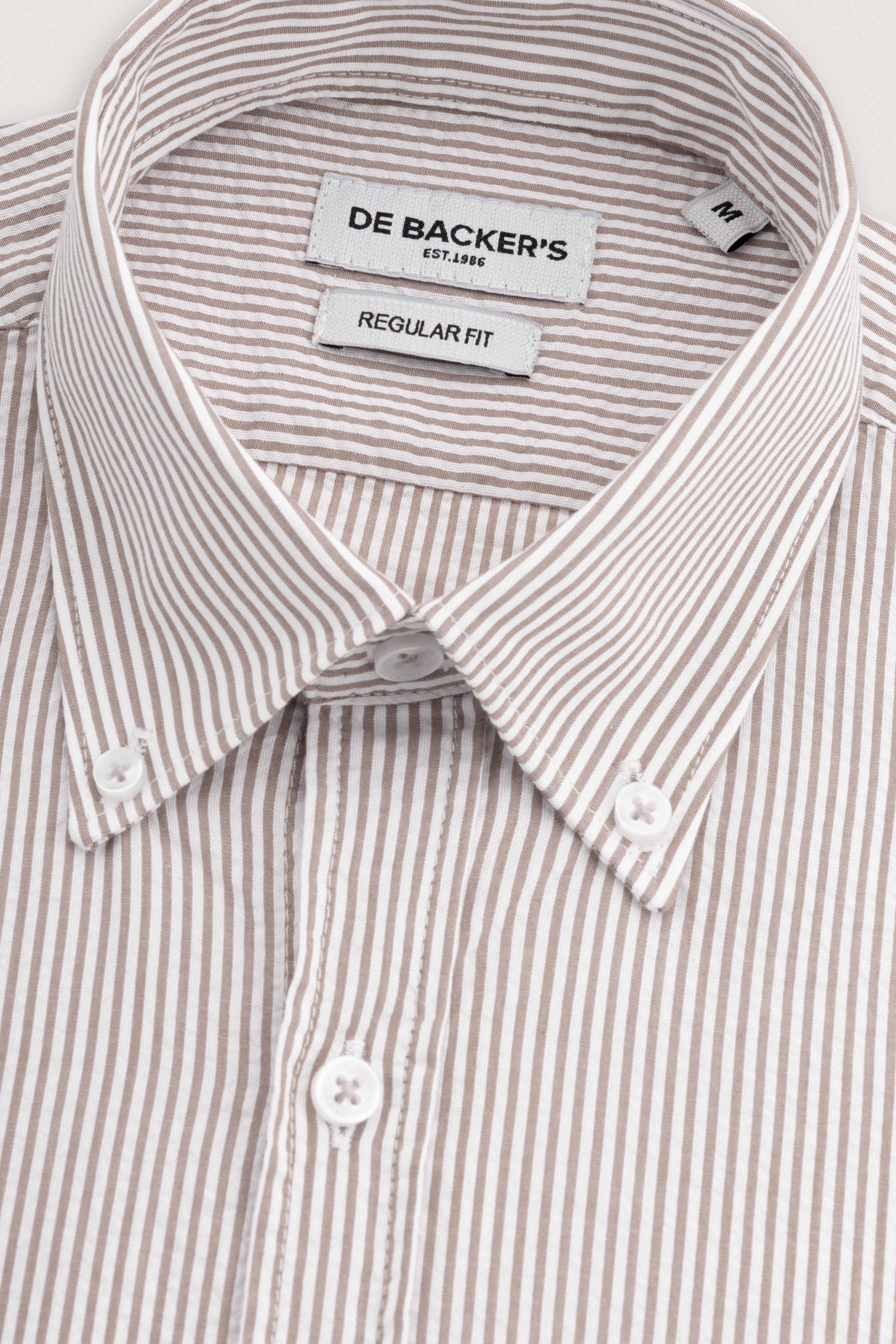 Beige Striped Smart Casual Shirt - Image 2