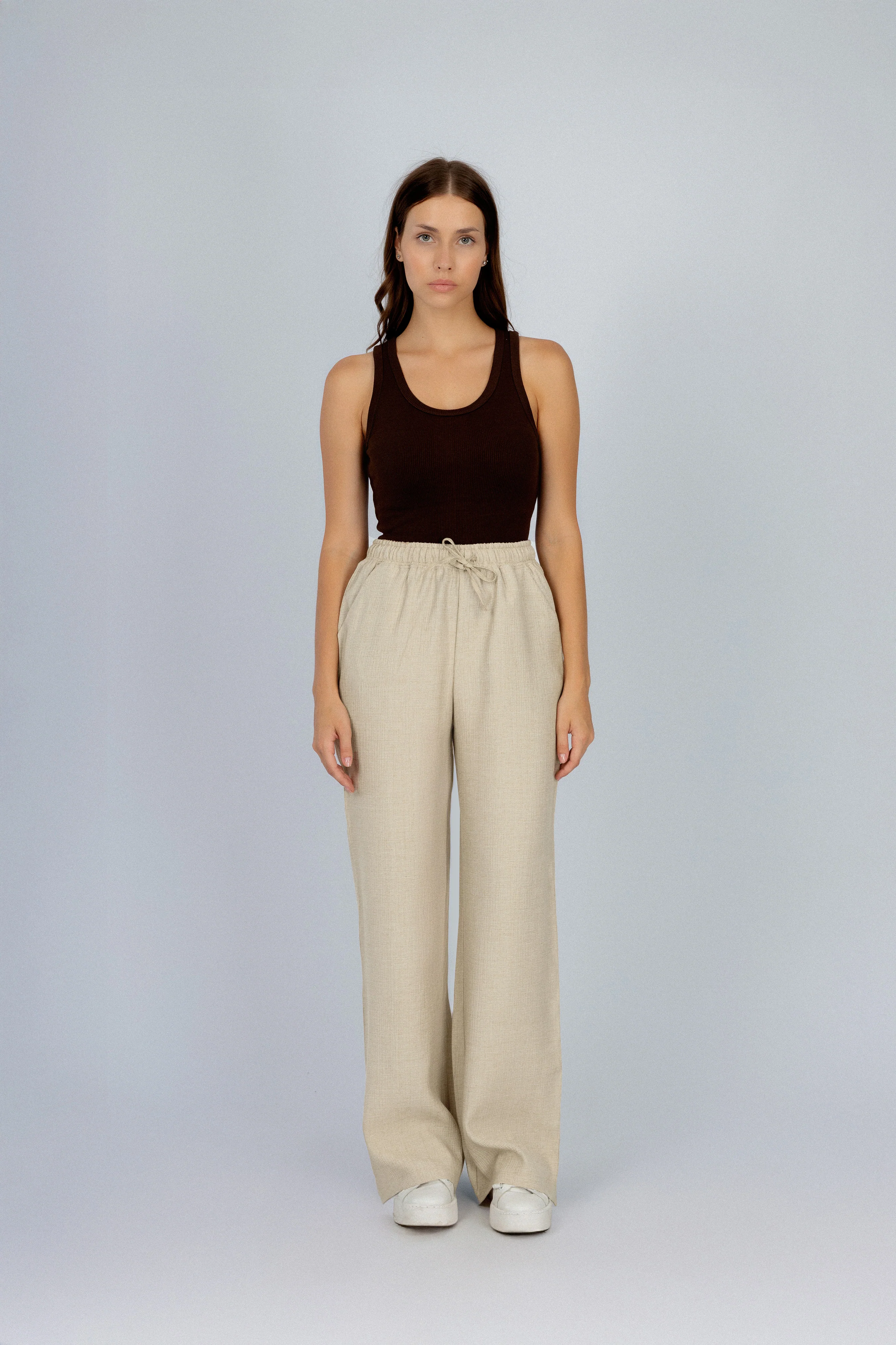 Beige Wide Leg Pant