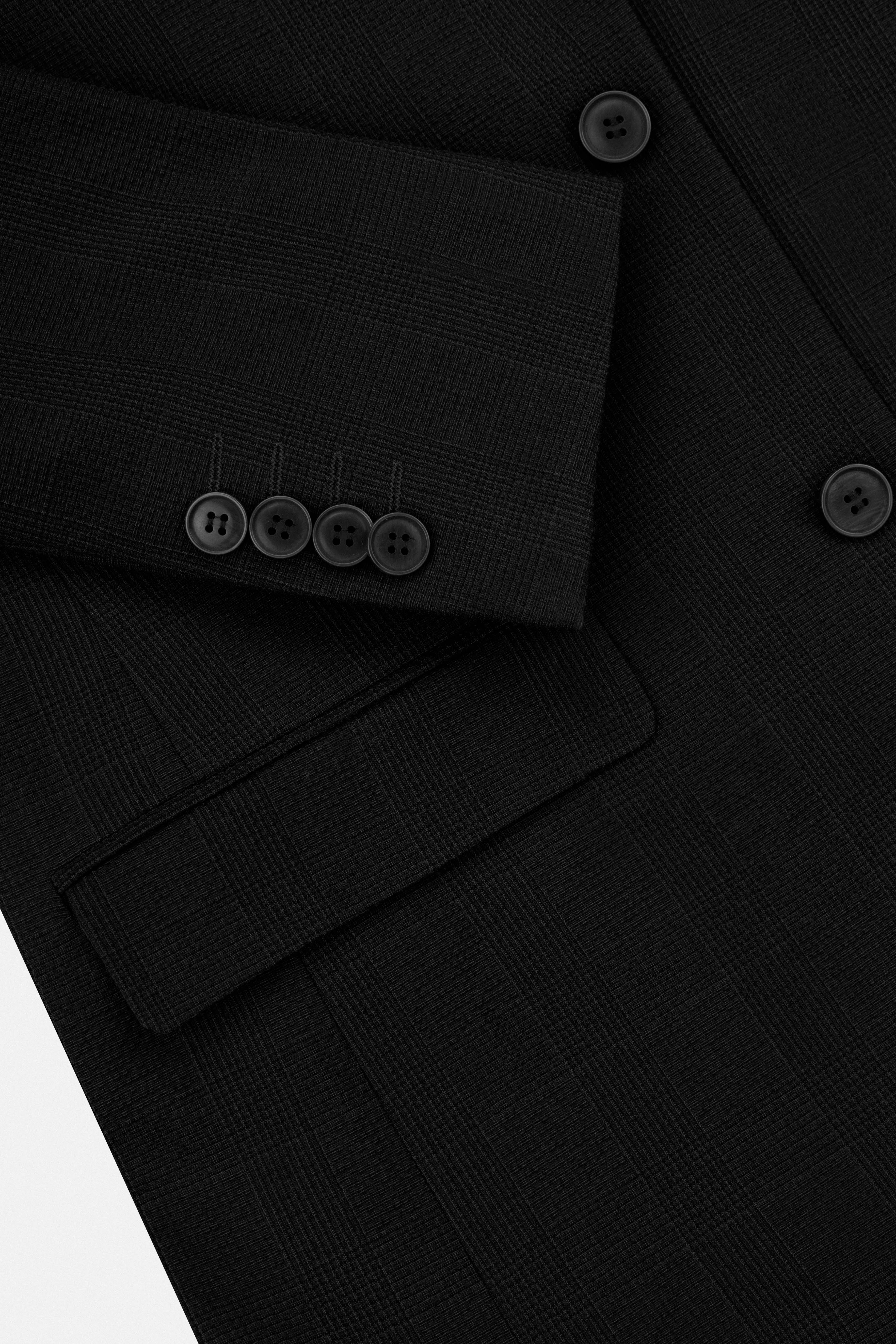 Black Checked Casual Blazer - Image 3