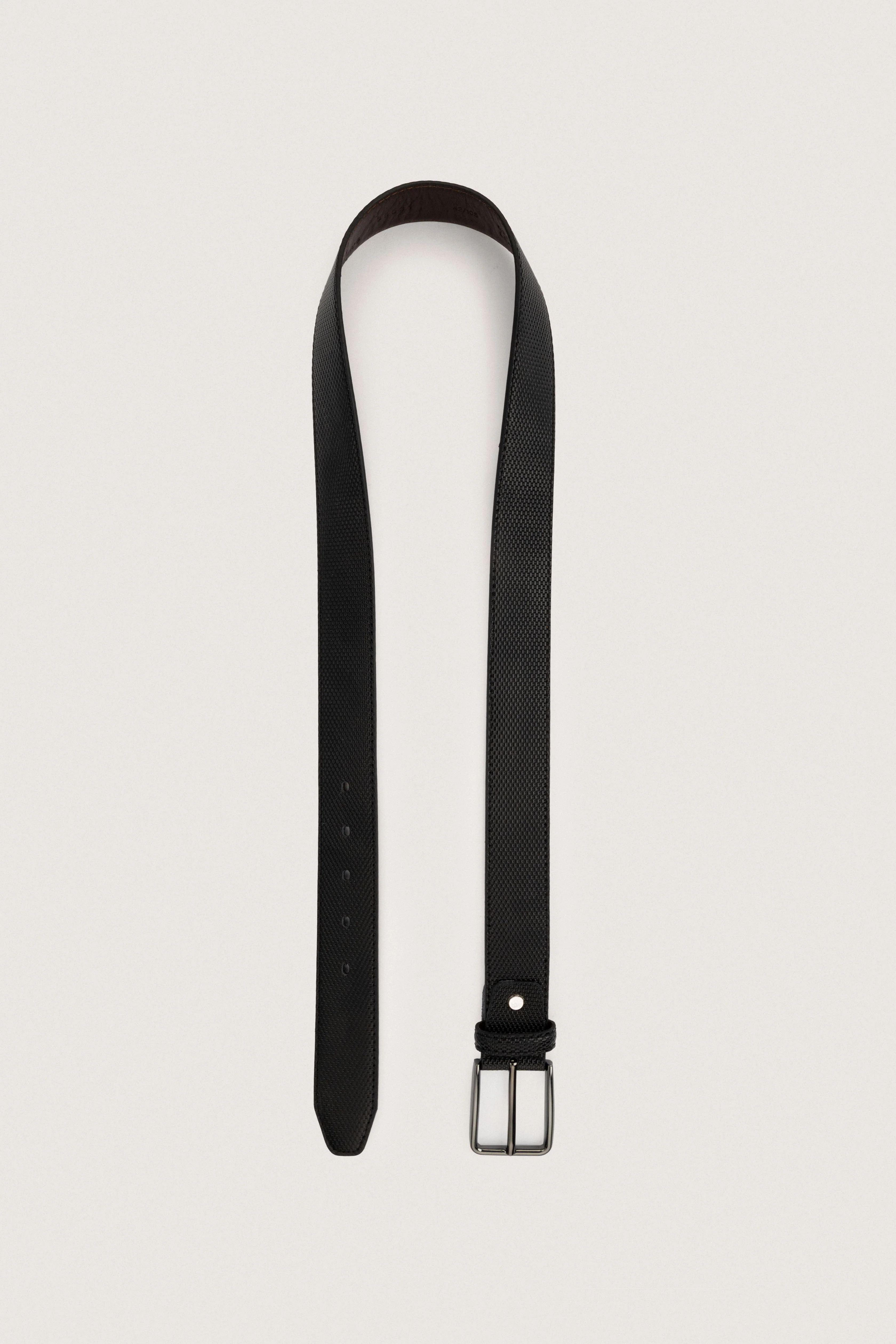 Black Patterned Leather Classic Belt
