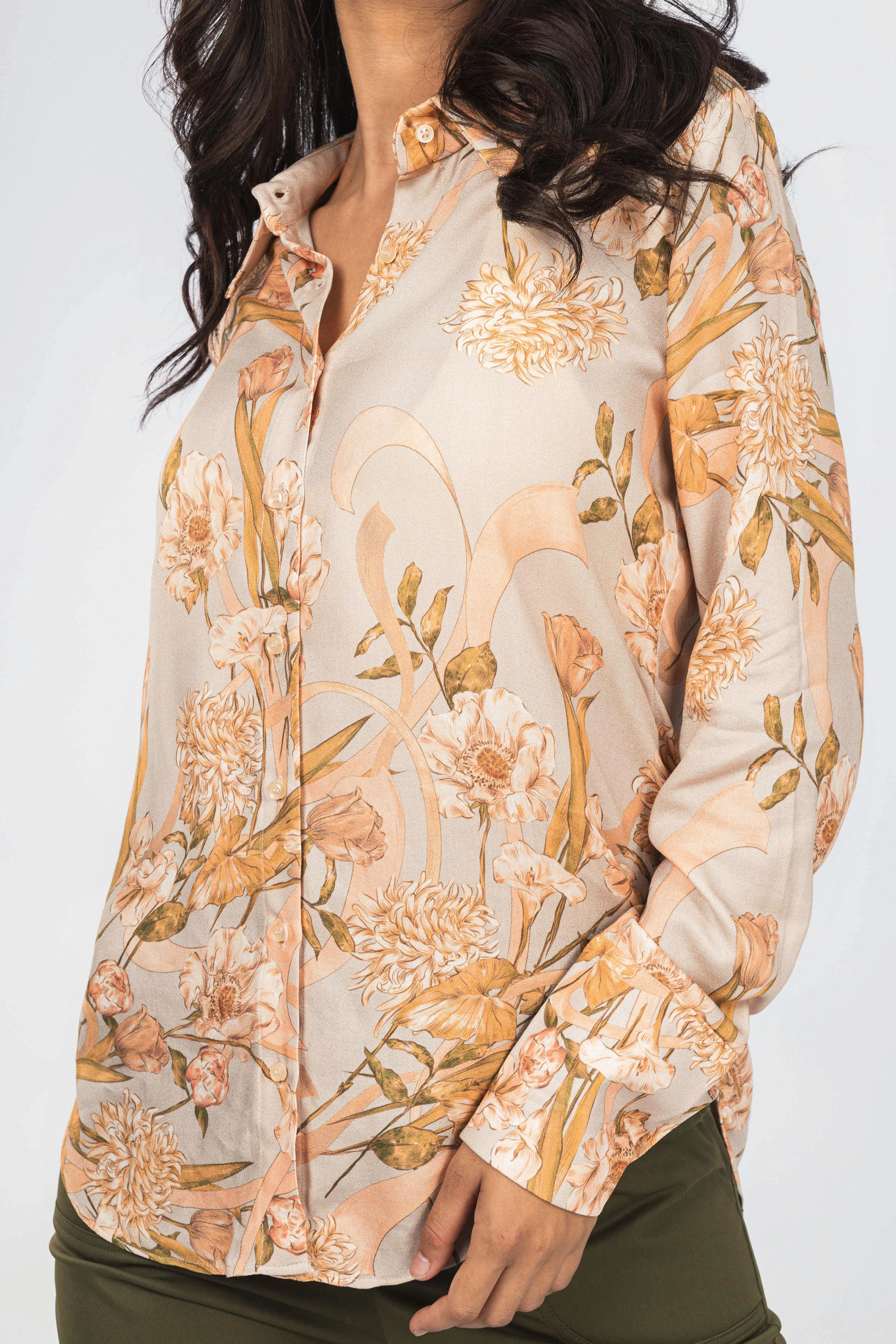 Beige Printed Classic Shirt - Image 4