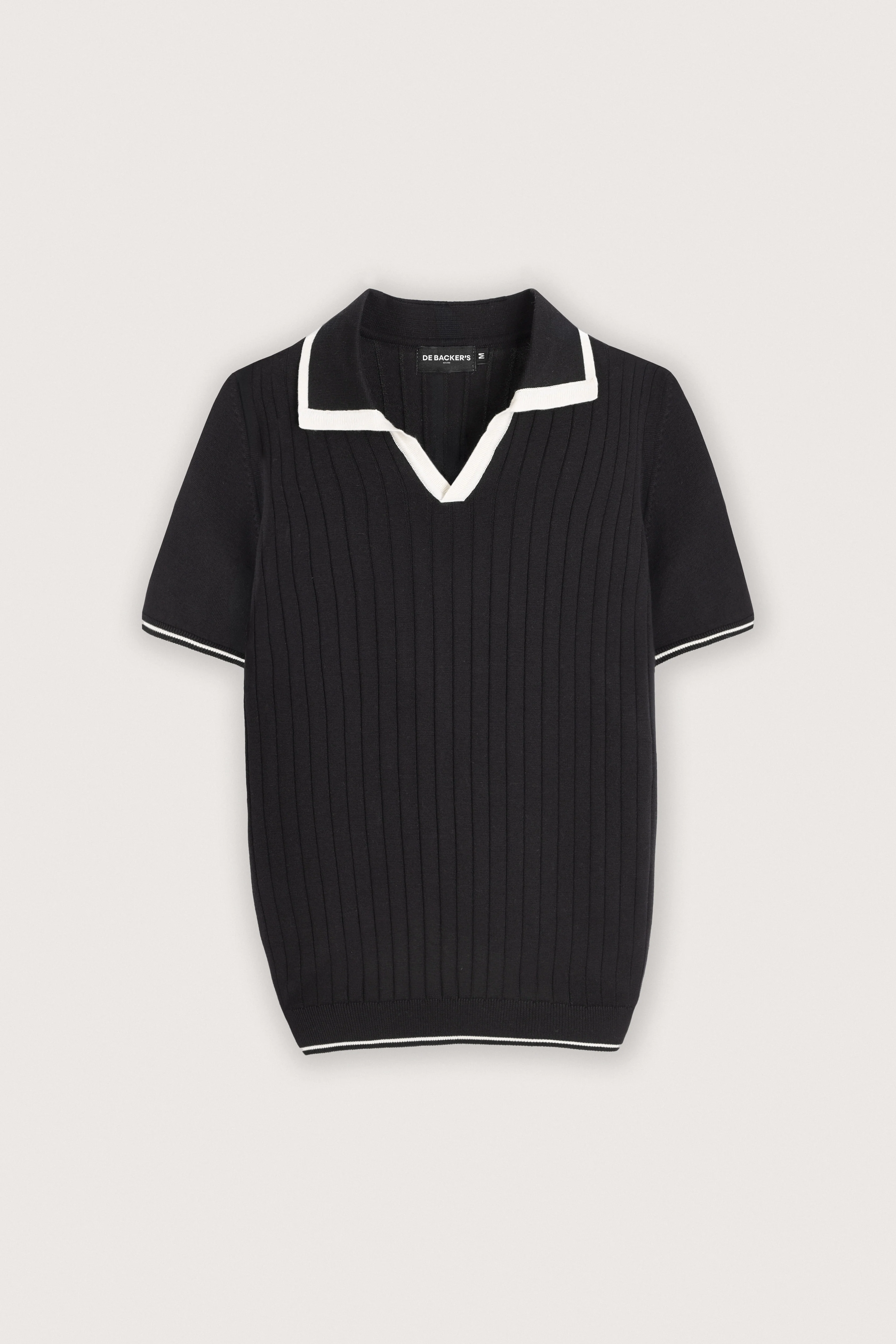 Black Taupe Knitted V-neck Polo