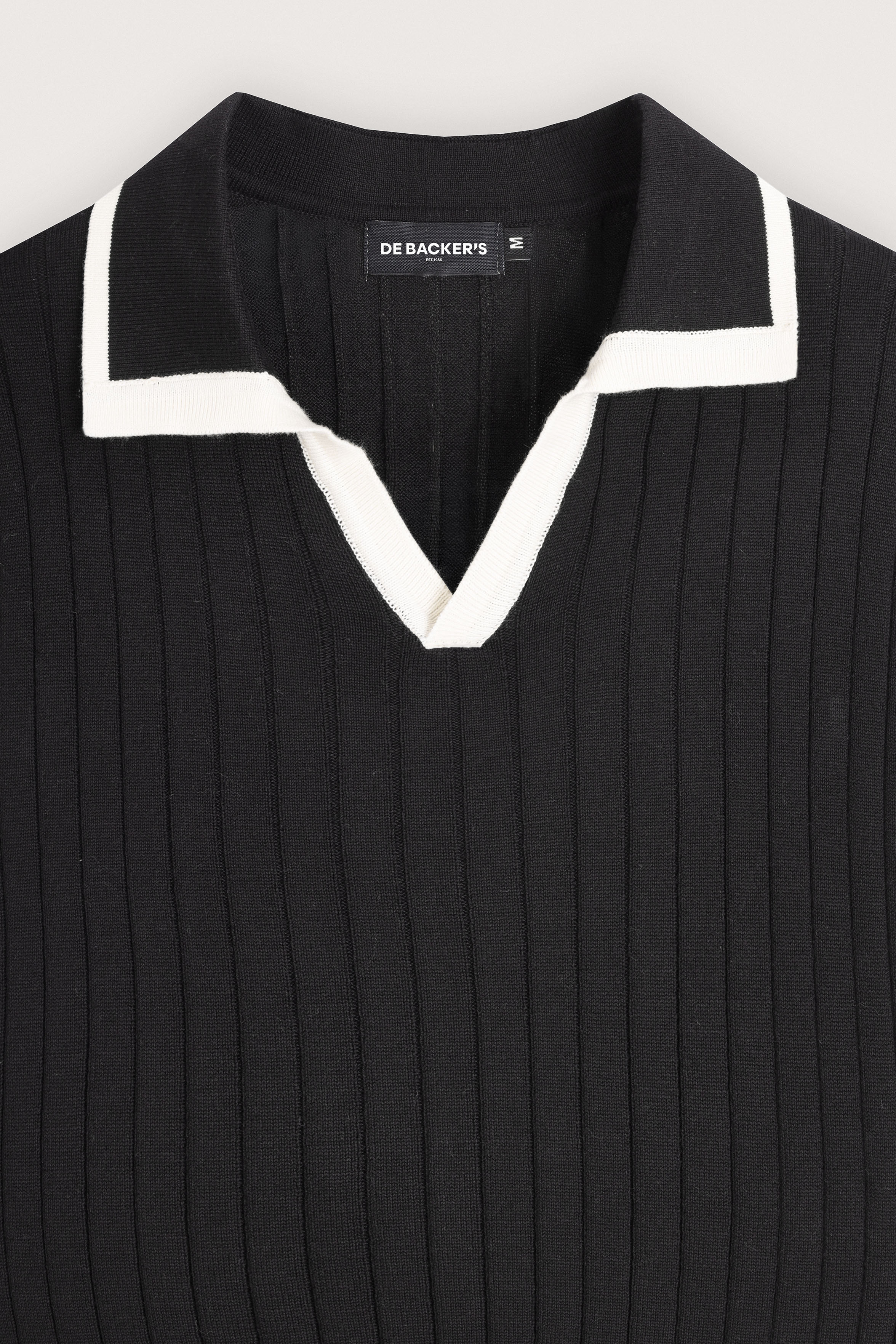 Black Taupe Knitted V-neck Polo - Image 2