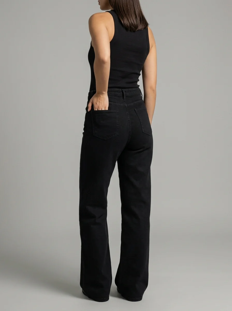 Black Washed wide leg Jeans - Image 3