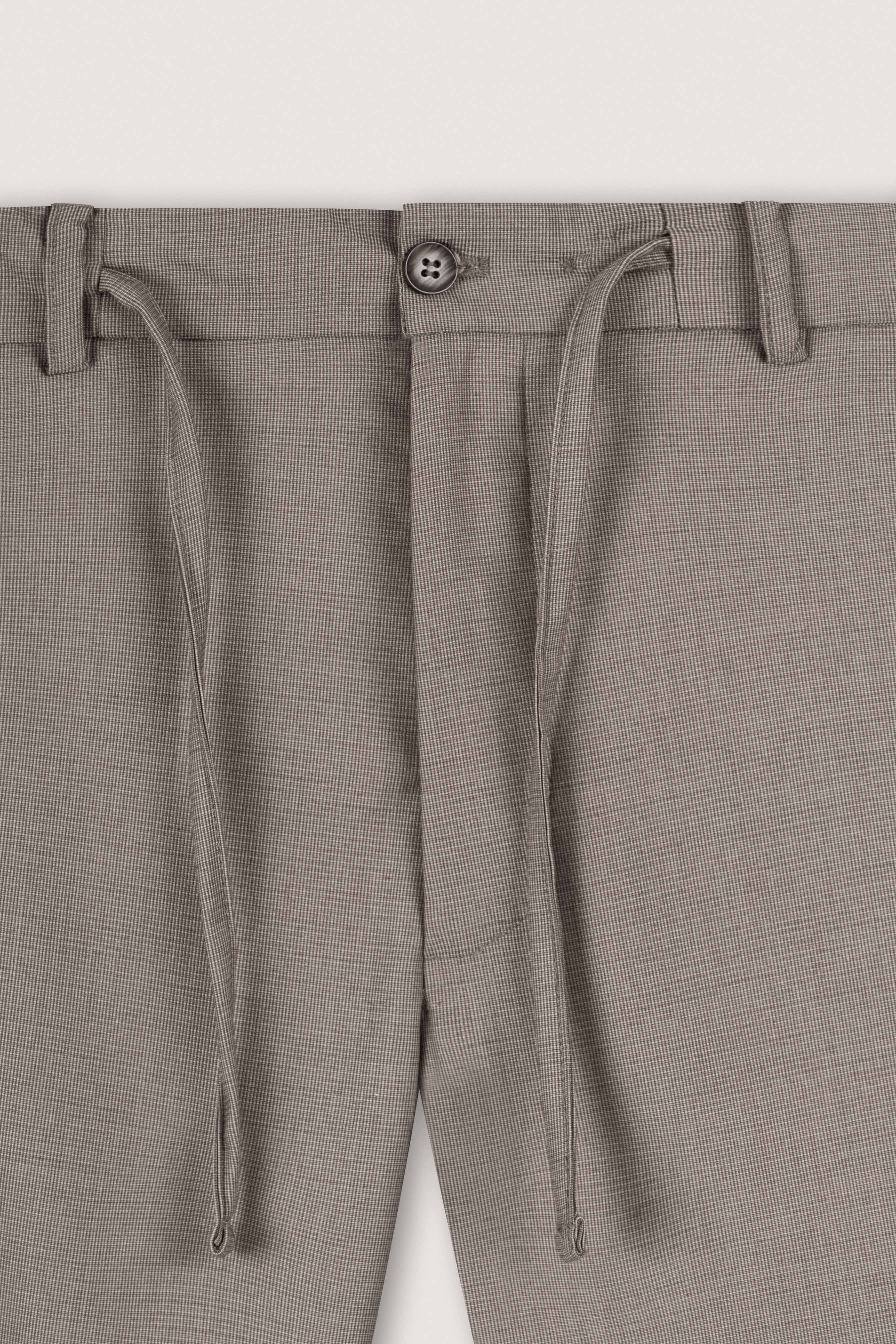 Brown Beige Woven Texture Casual Pants - Image 2