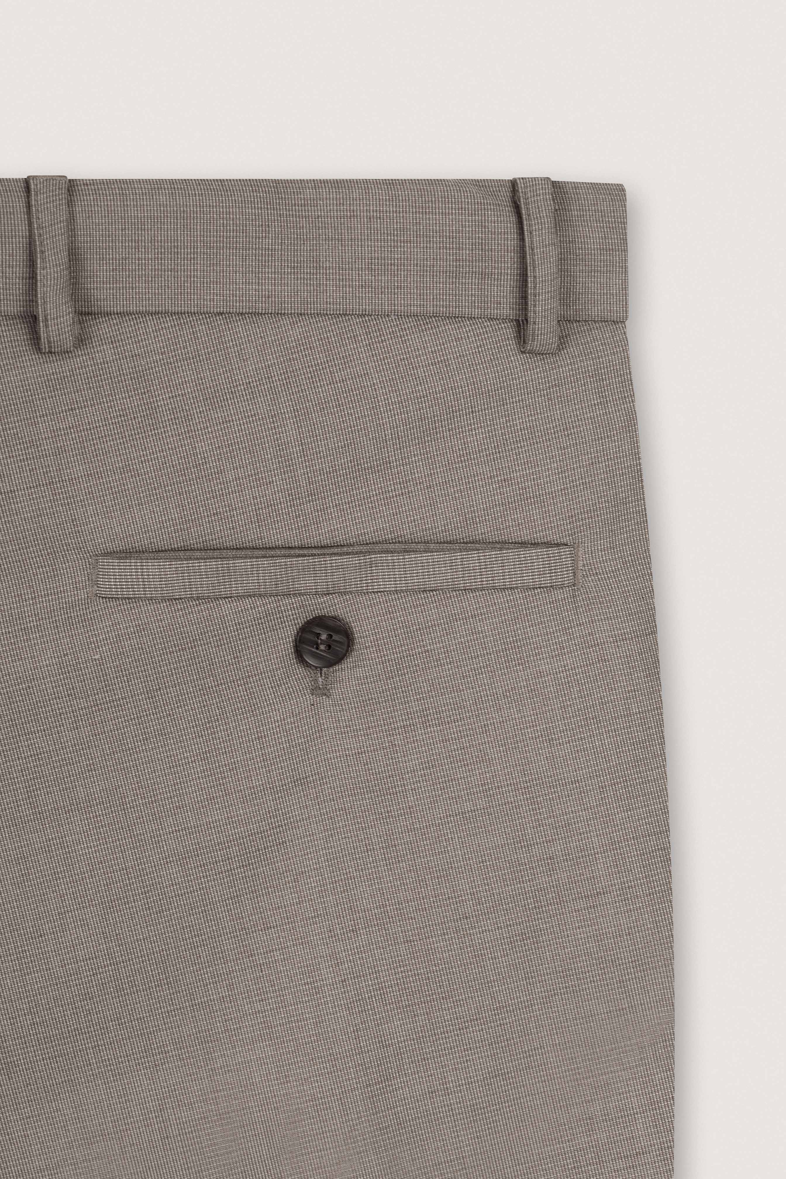 Brown Beige Woven Texture Casual Pants - Image 3