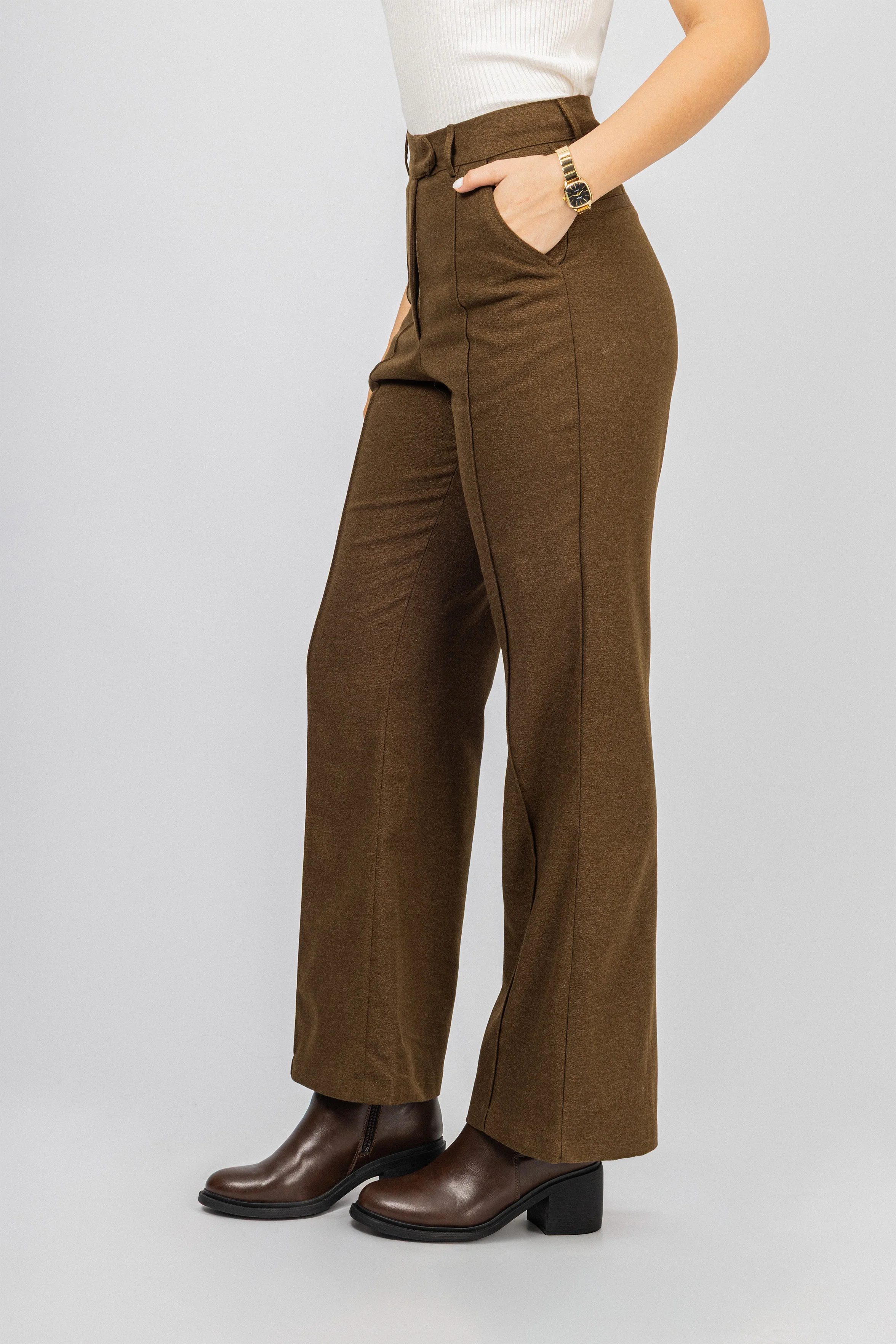 Brown Bootcut Classic Pants - Image 3