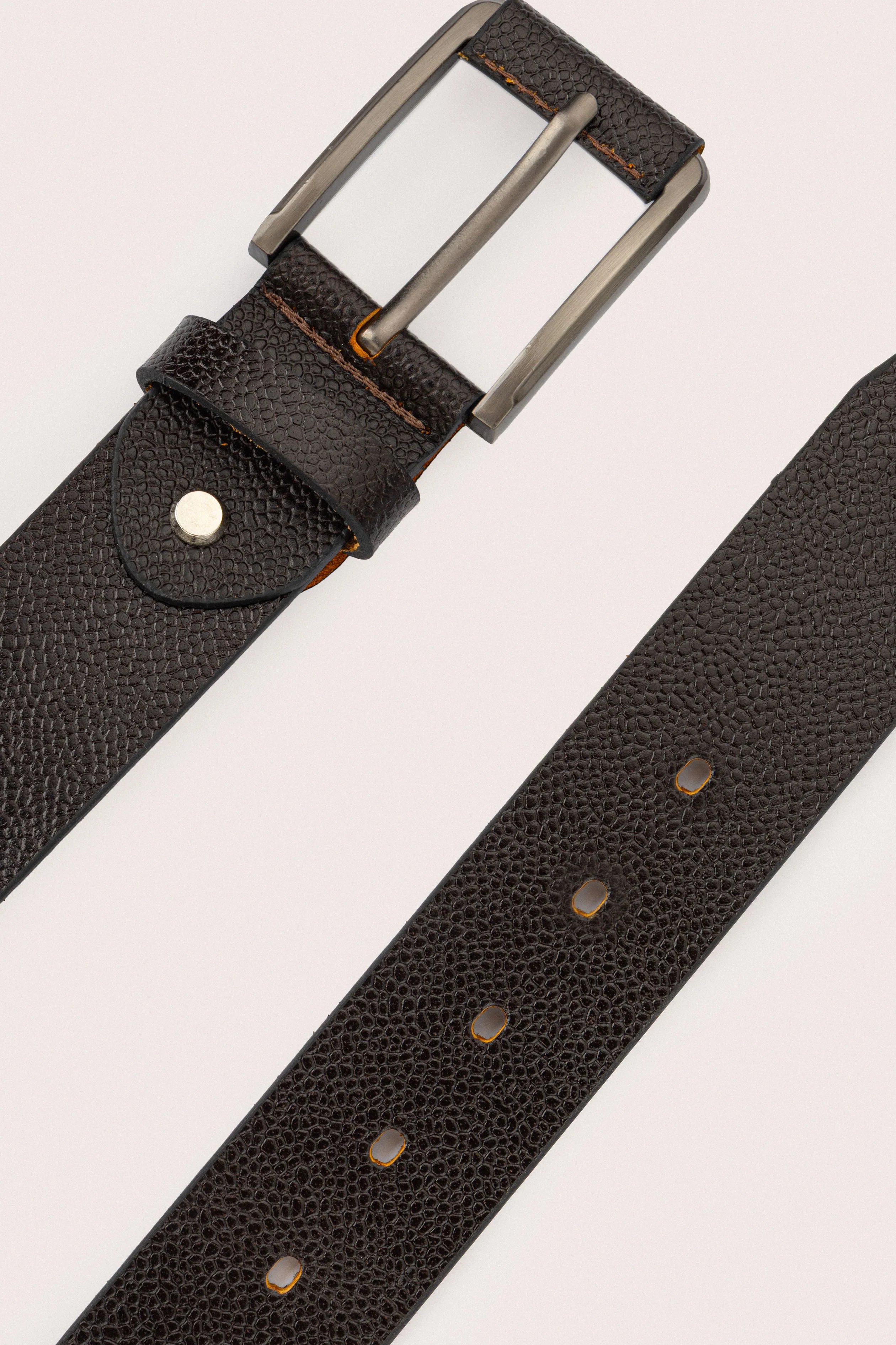 Brown Jacquard Leather Casual Belt - Image 2