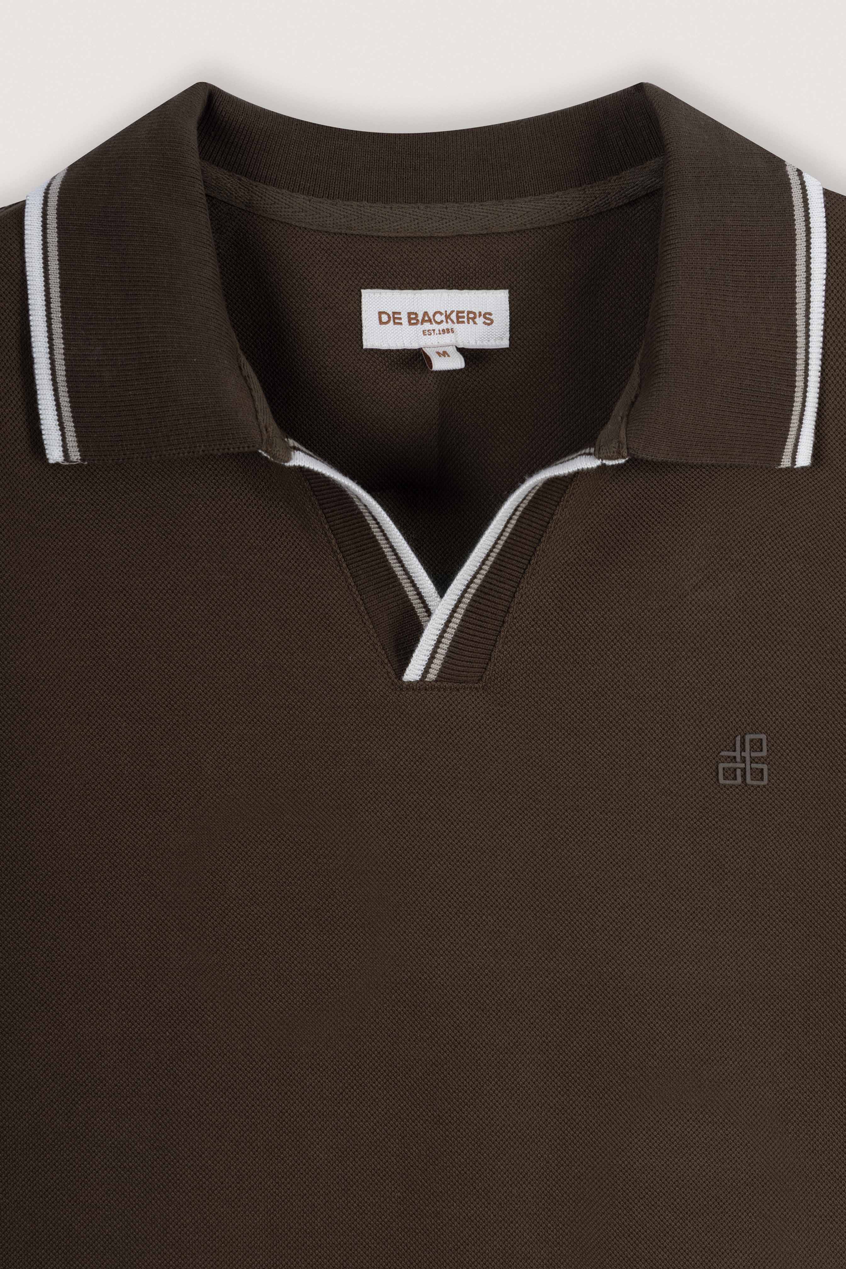 Brown Pique V neck Polo - Image 2
