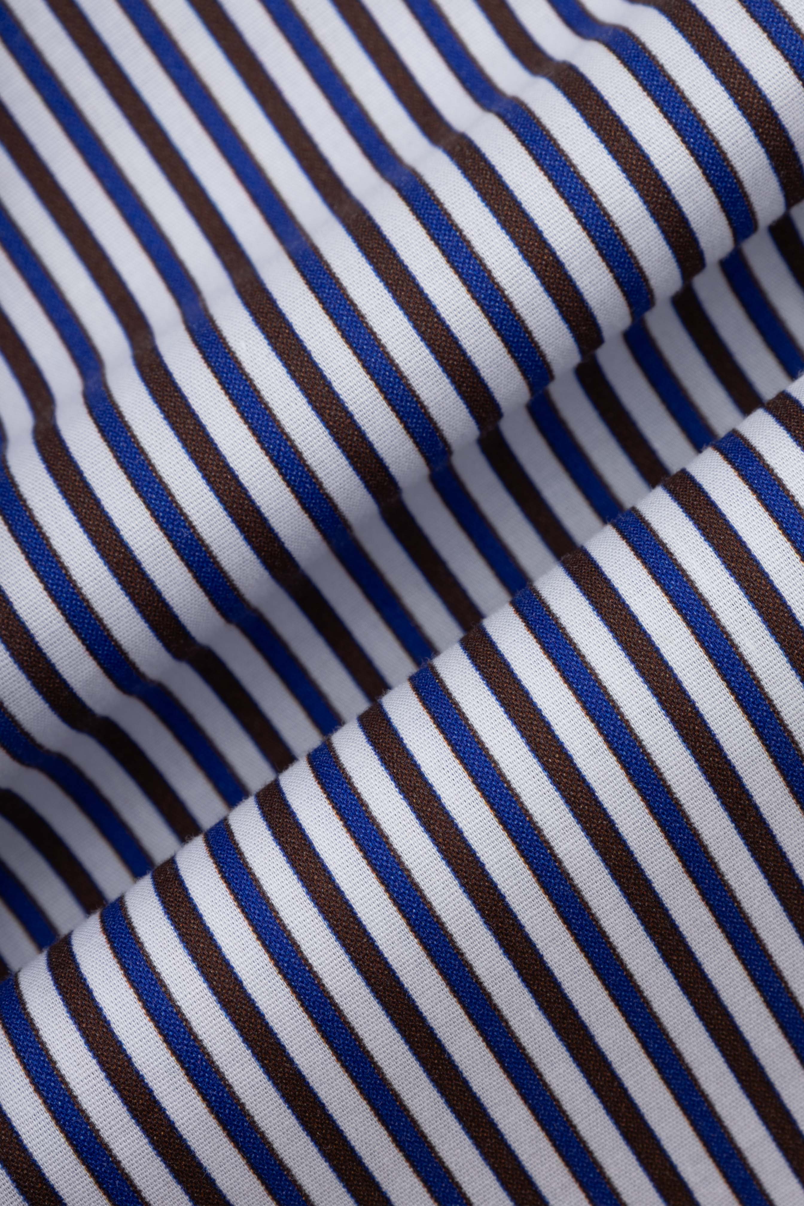 Brown Striped Smart Casual Shirt - Image 4
