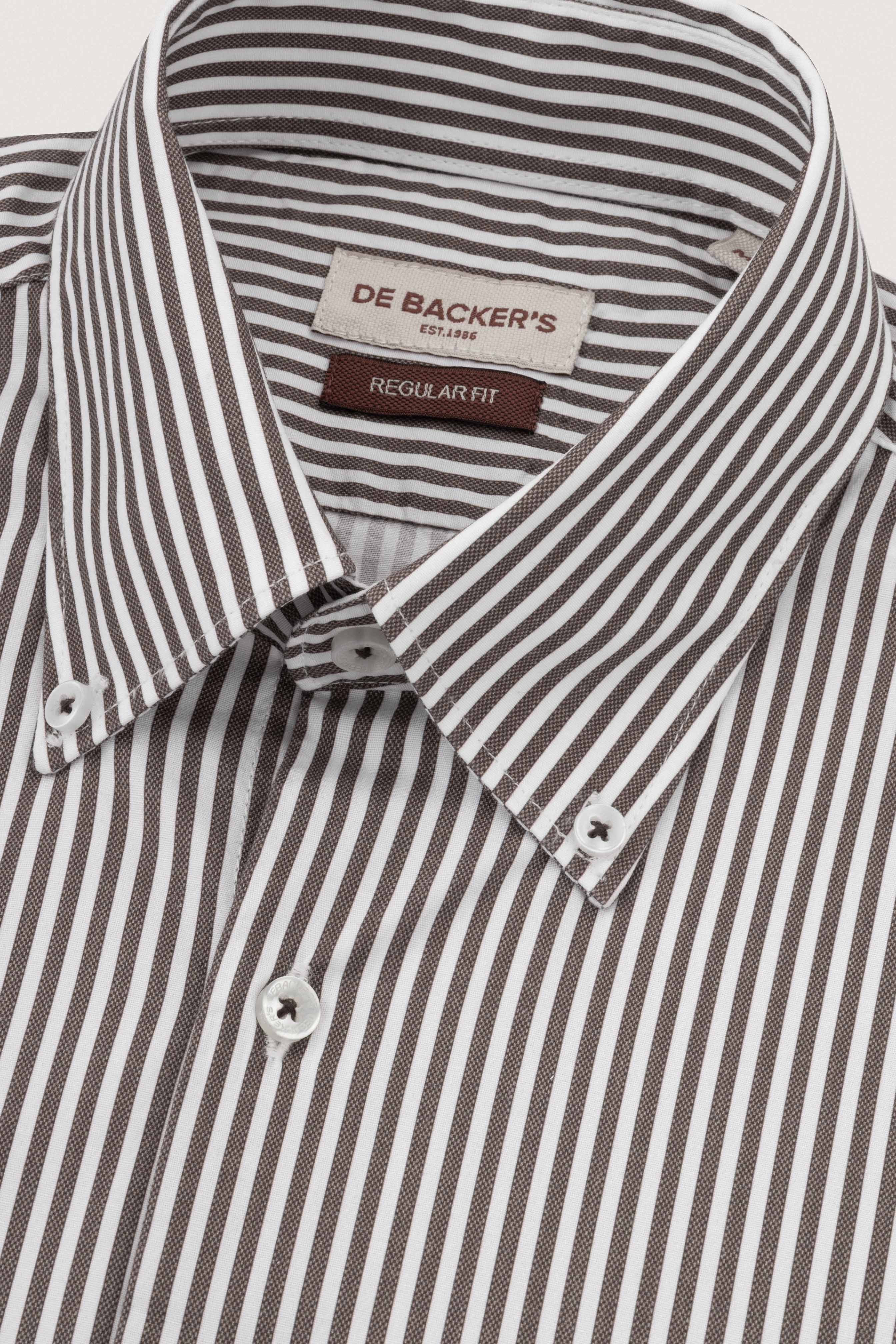 Brown Striped Smart Casual Shirt - Image 2