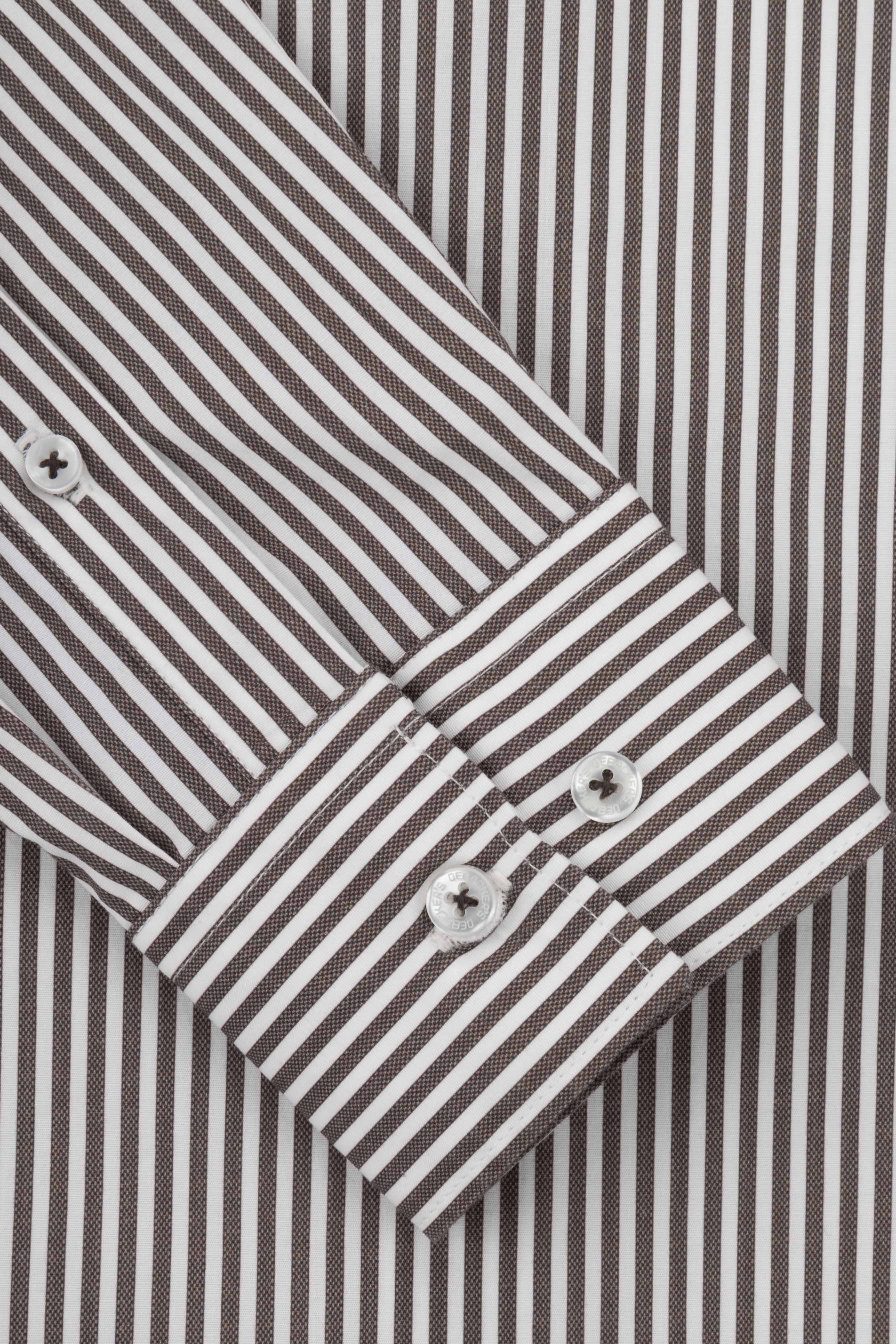 Brown Striped Smart Casual Shirt - Image 3