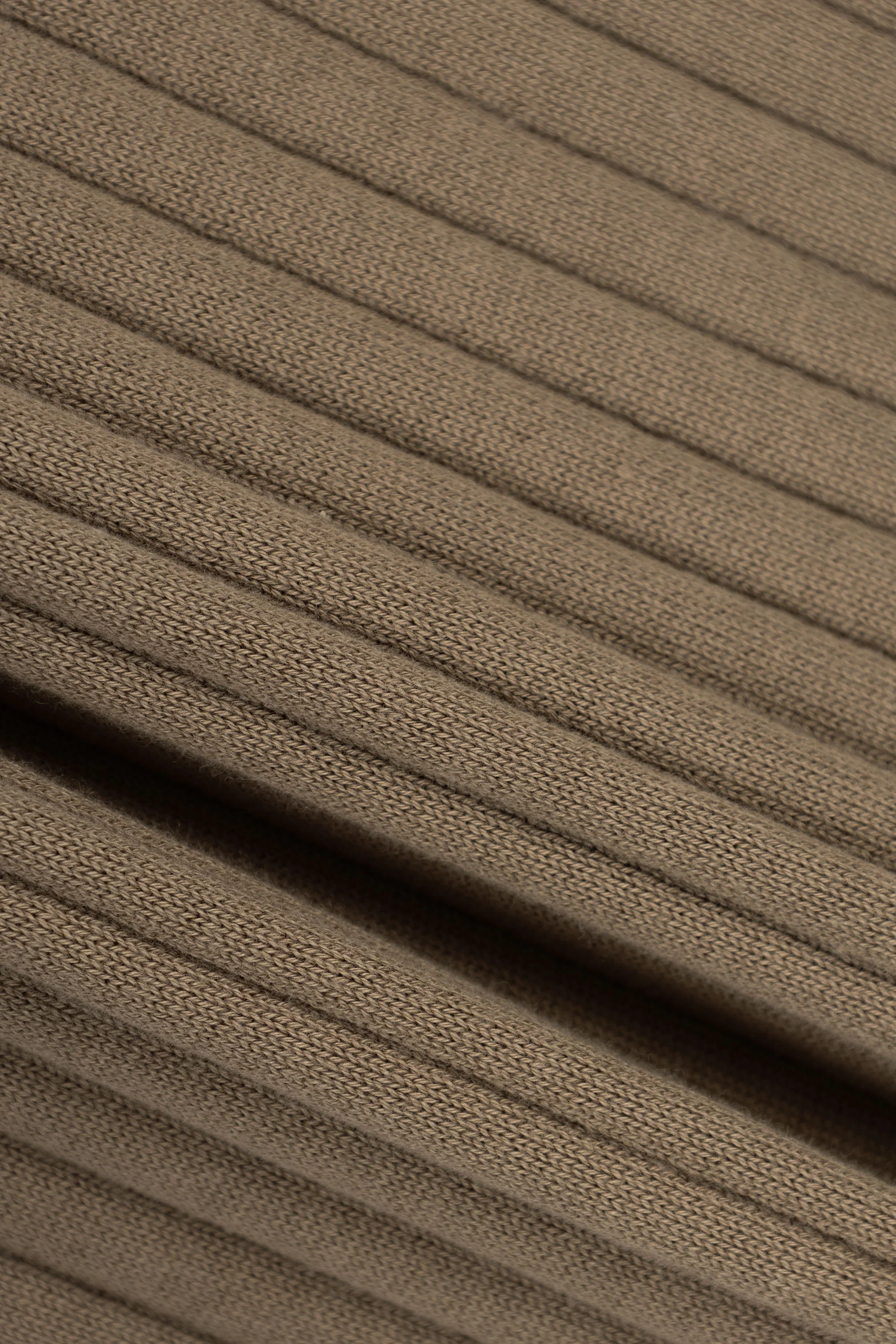 Brown Taupe Knitted V-neck Polo - Image 4