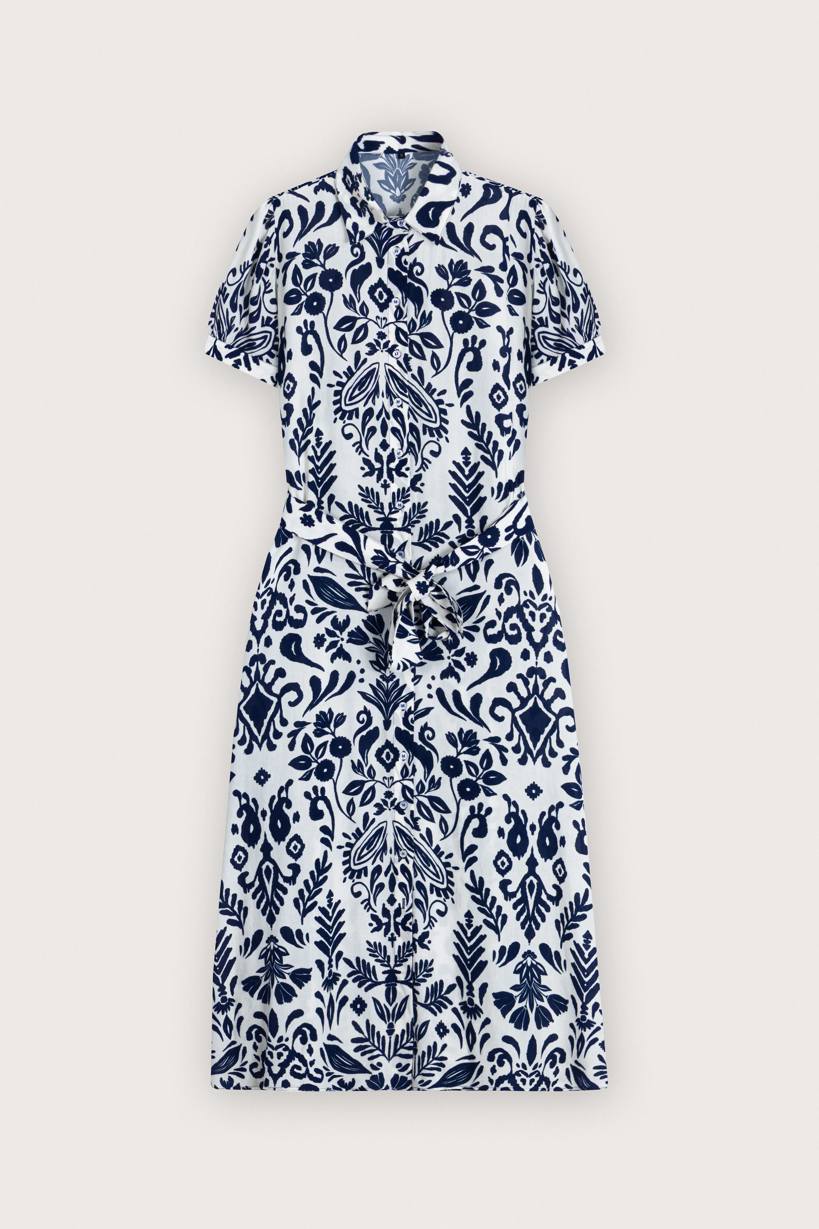 Navy Printed Casual Midi Dress
