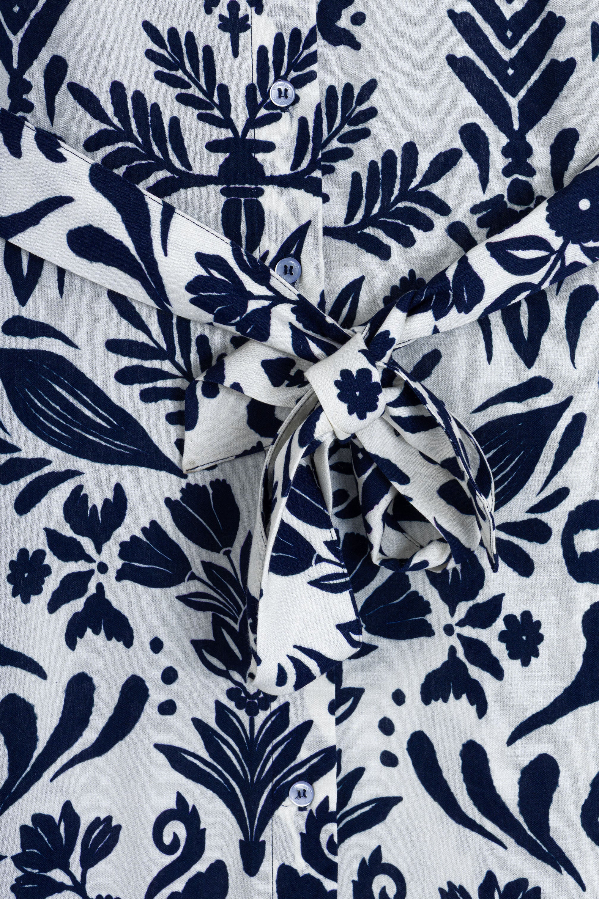 Navy Printed Casual Midi Dress - Image 3