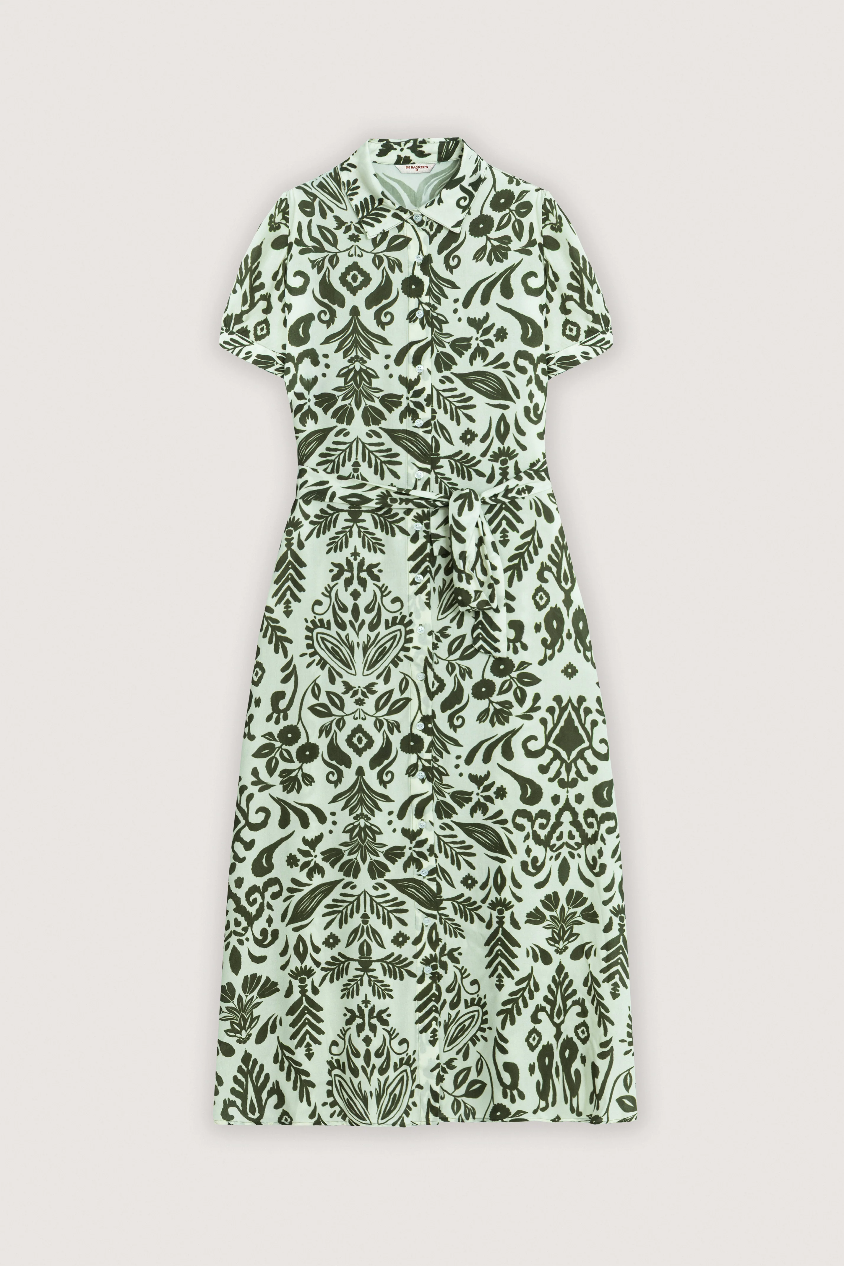 Olive Green Printed Casual Midi Dress
