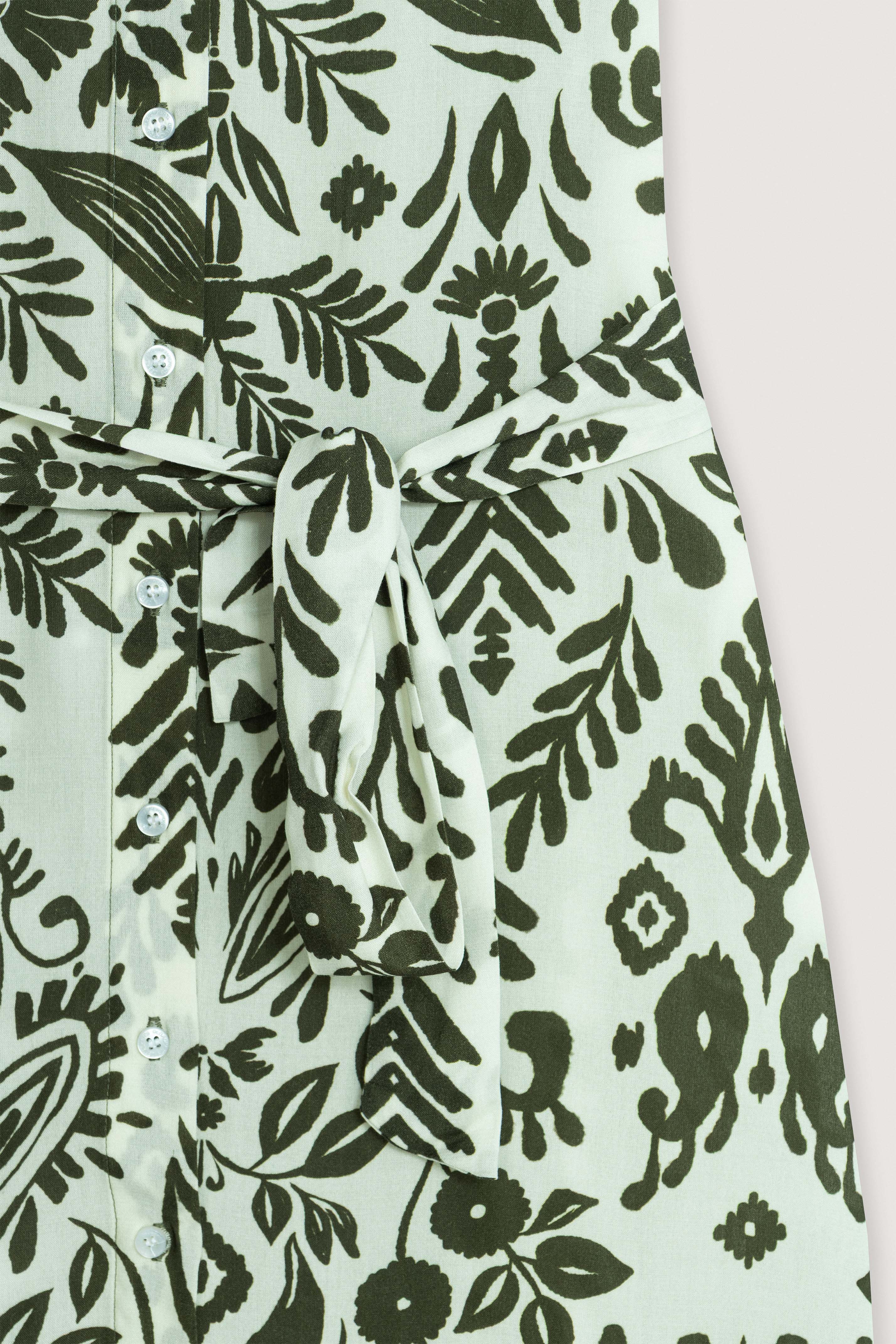 Olive Green Printed Casual Midi Dress - Image 3