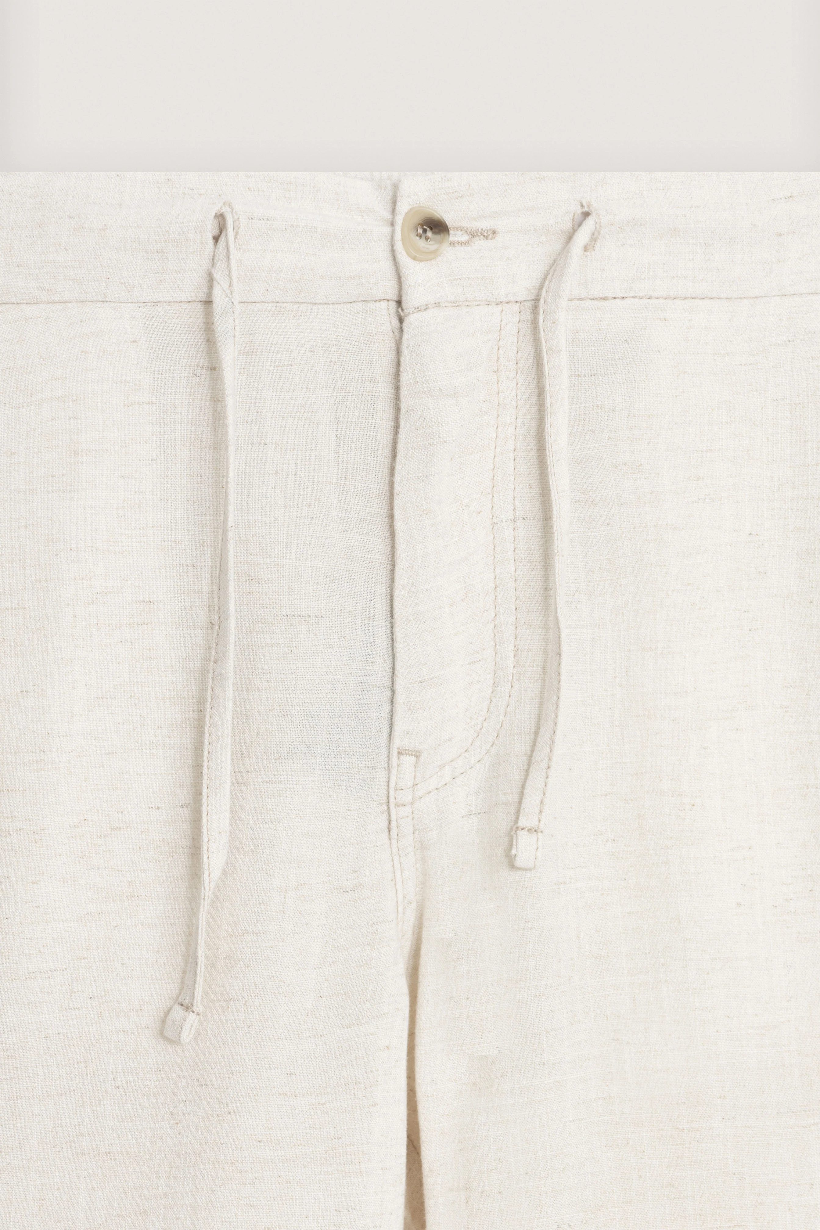 Beige Linen Look Casual Pants - Image 2