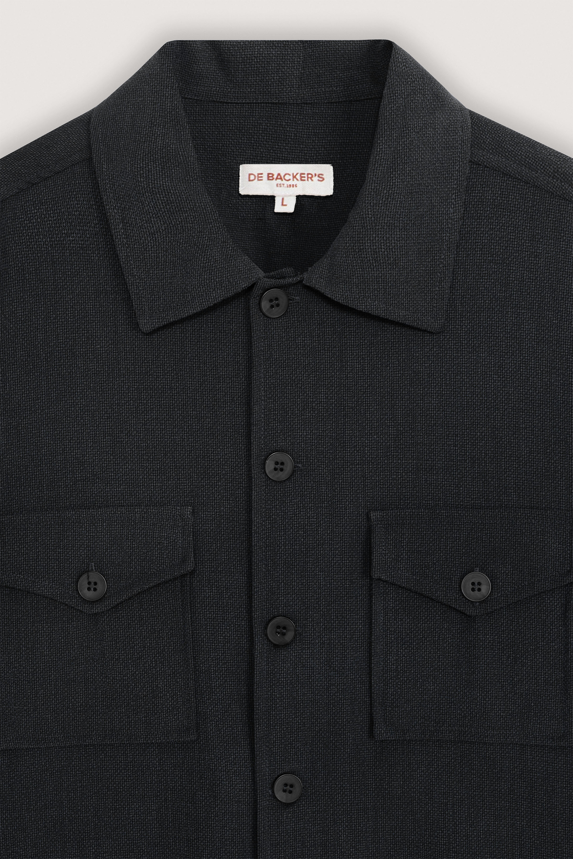Black Micro Textured Over-Shirt - Image 2