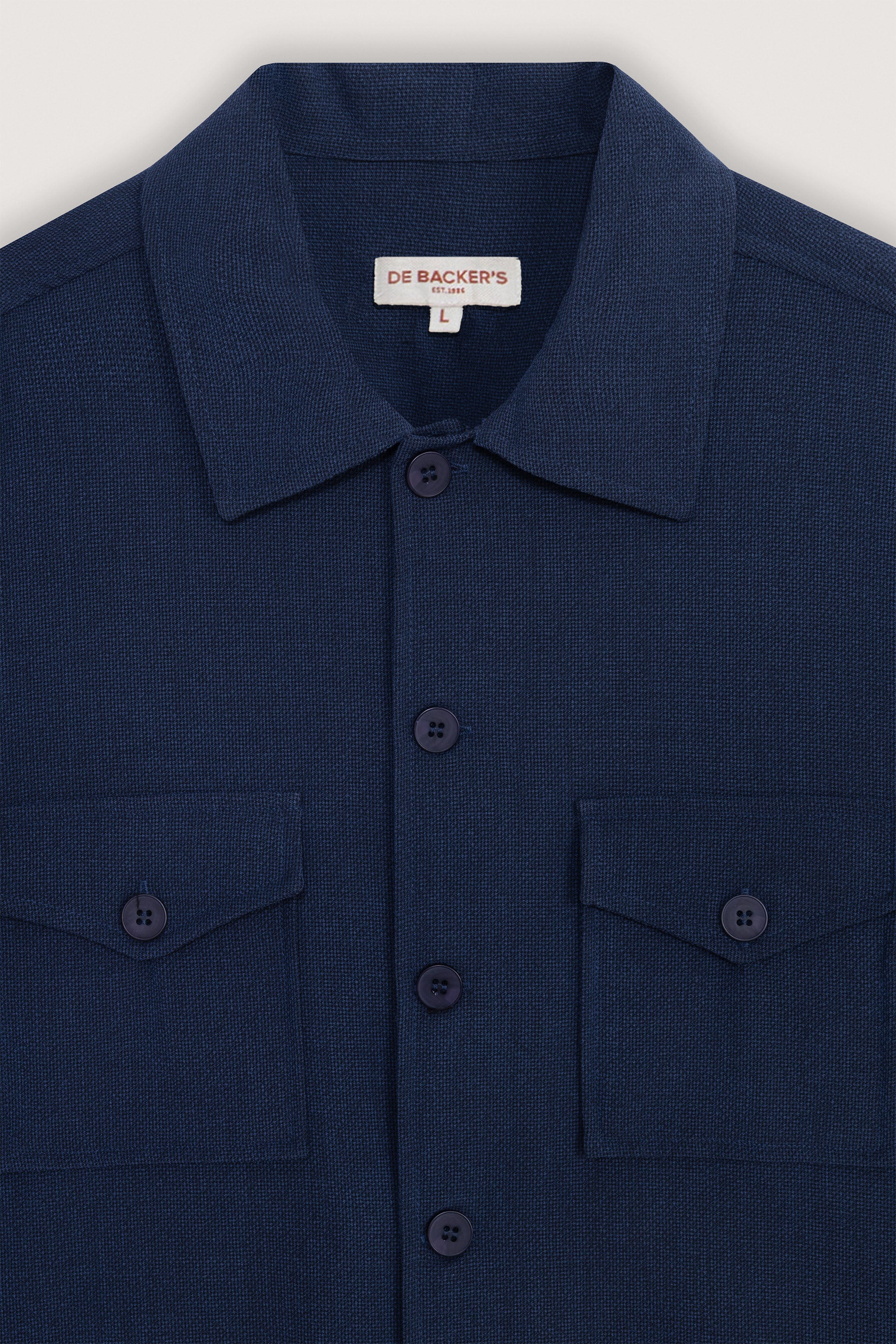 Navy Micro Textured Over-shirt - Image 2