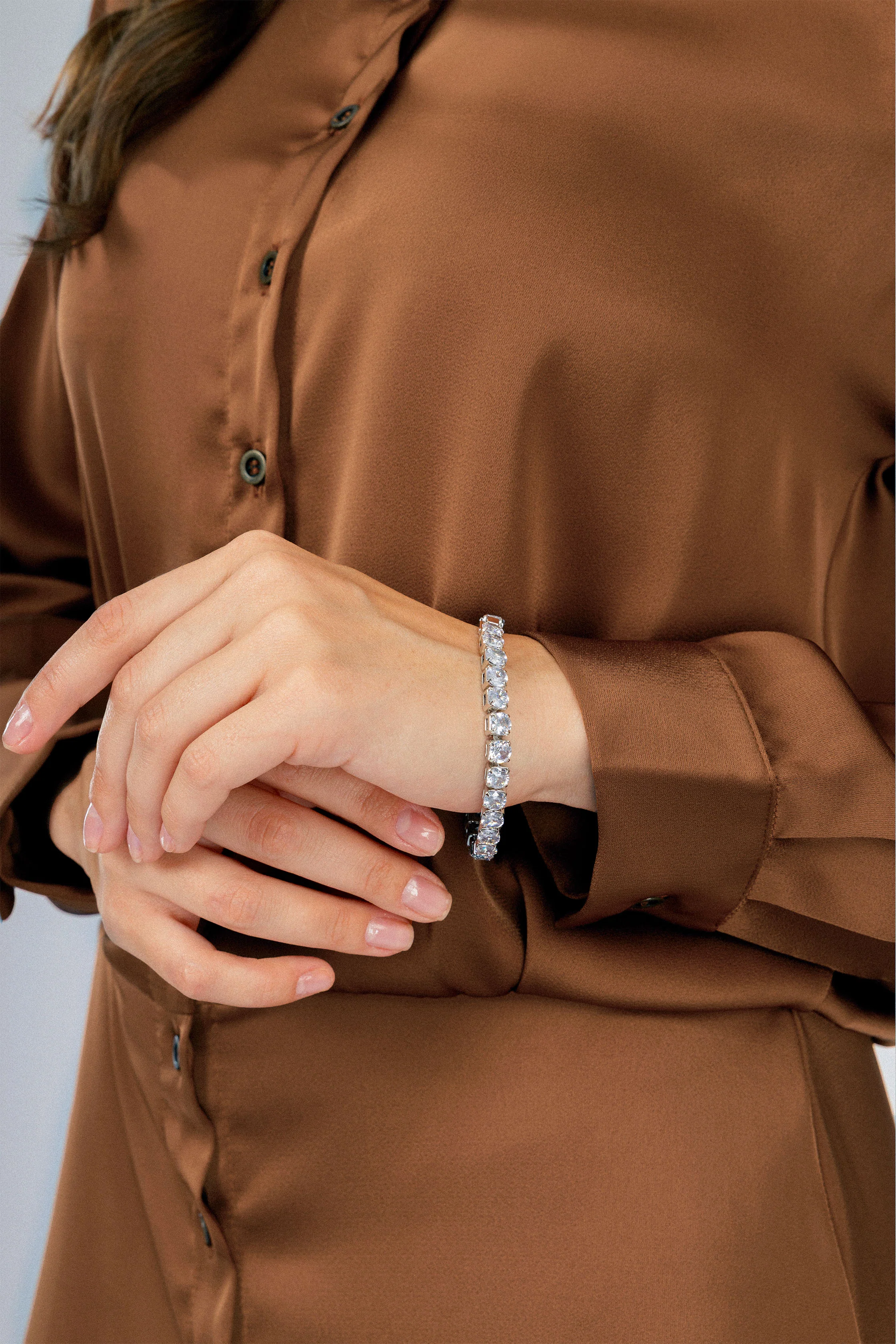 Chocolate Satin Short Classic Shirt Dress - Image 4