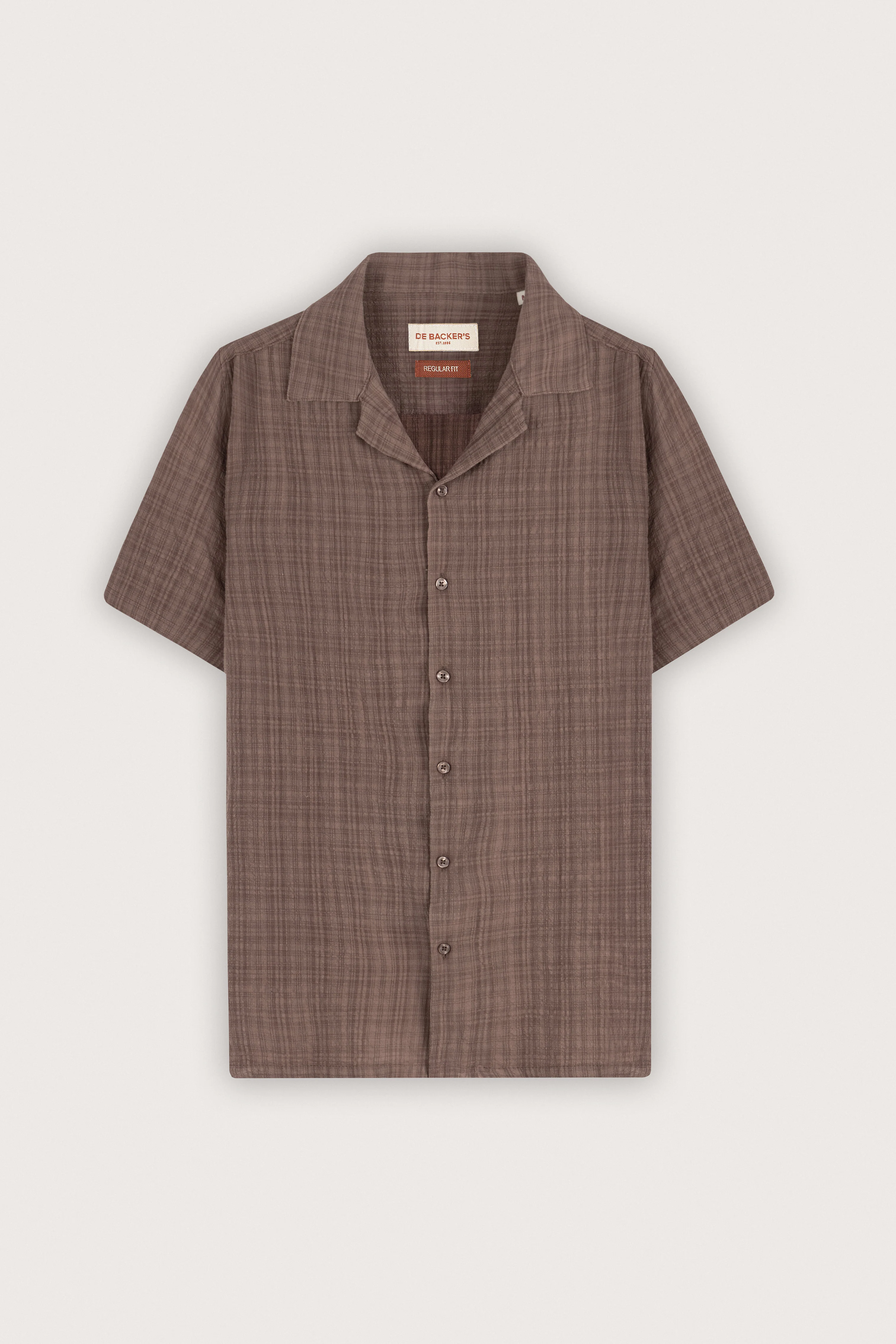 Coffee Linen-Blend Short-Sleeve Shirt