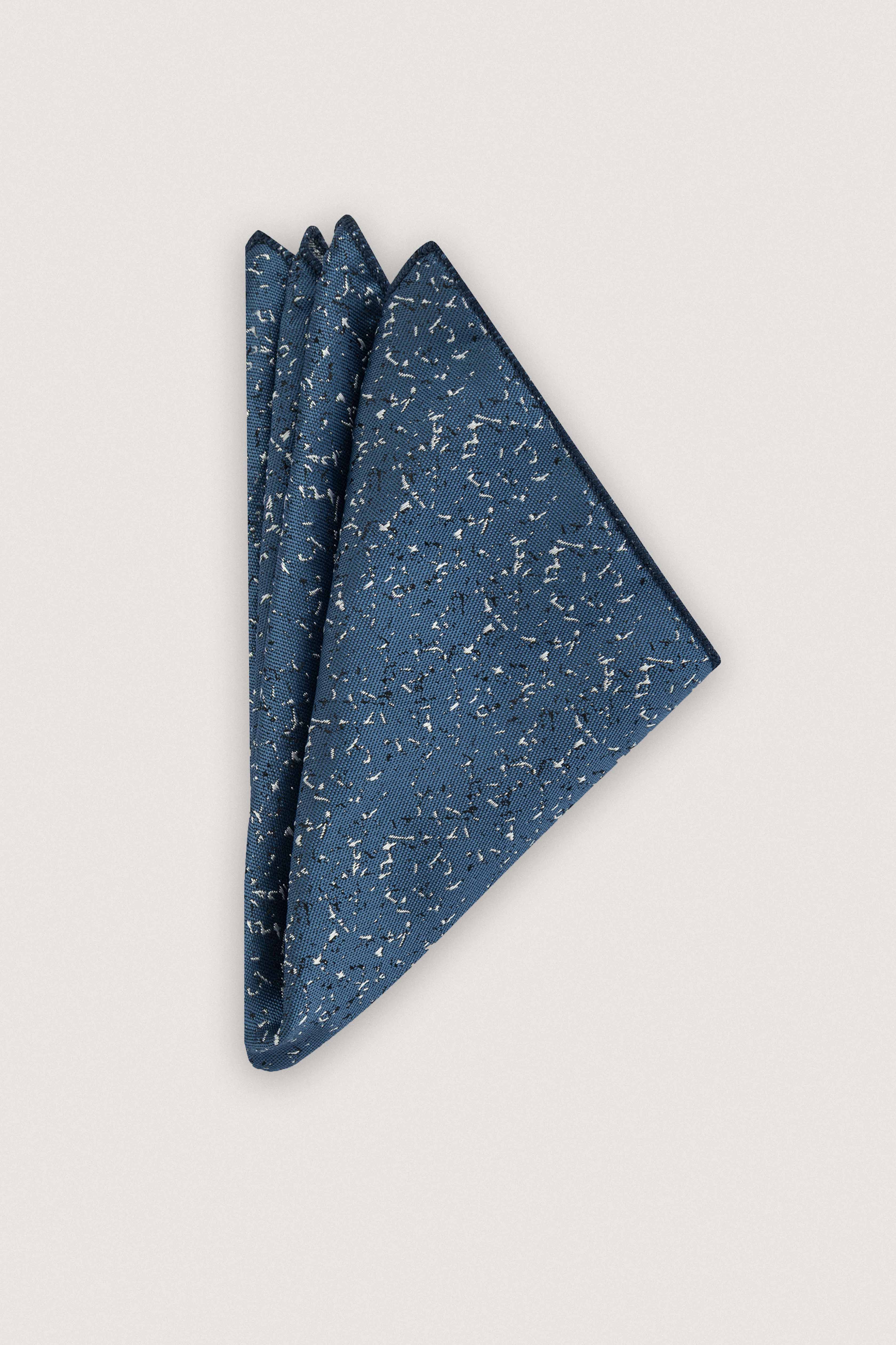 Colonial Blue Jacquard Necktie with Handkerchief - Image 2