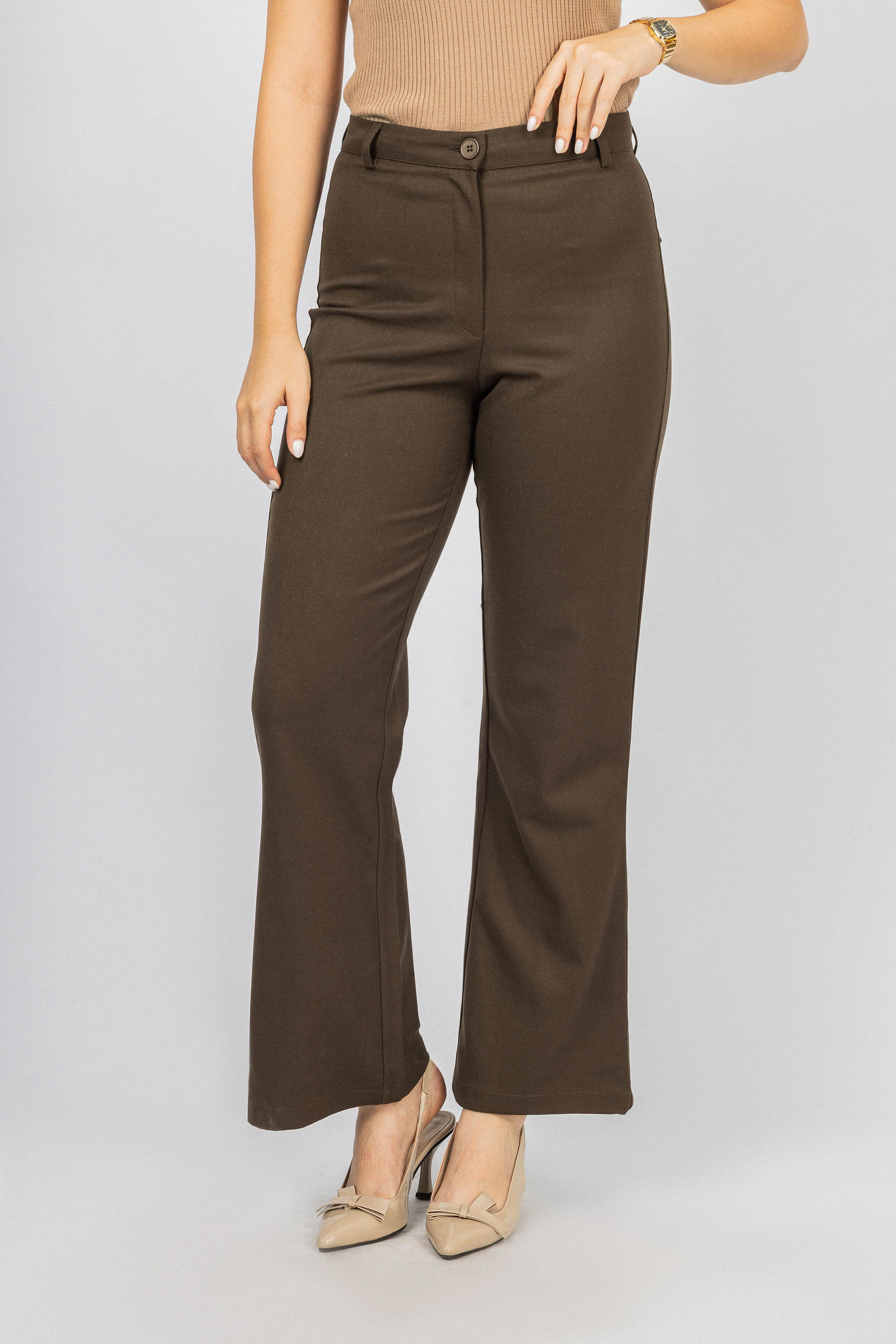 Dark Brown Bootcut Classic Pants