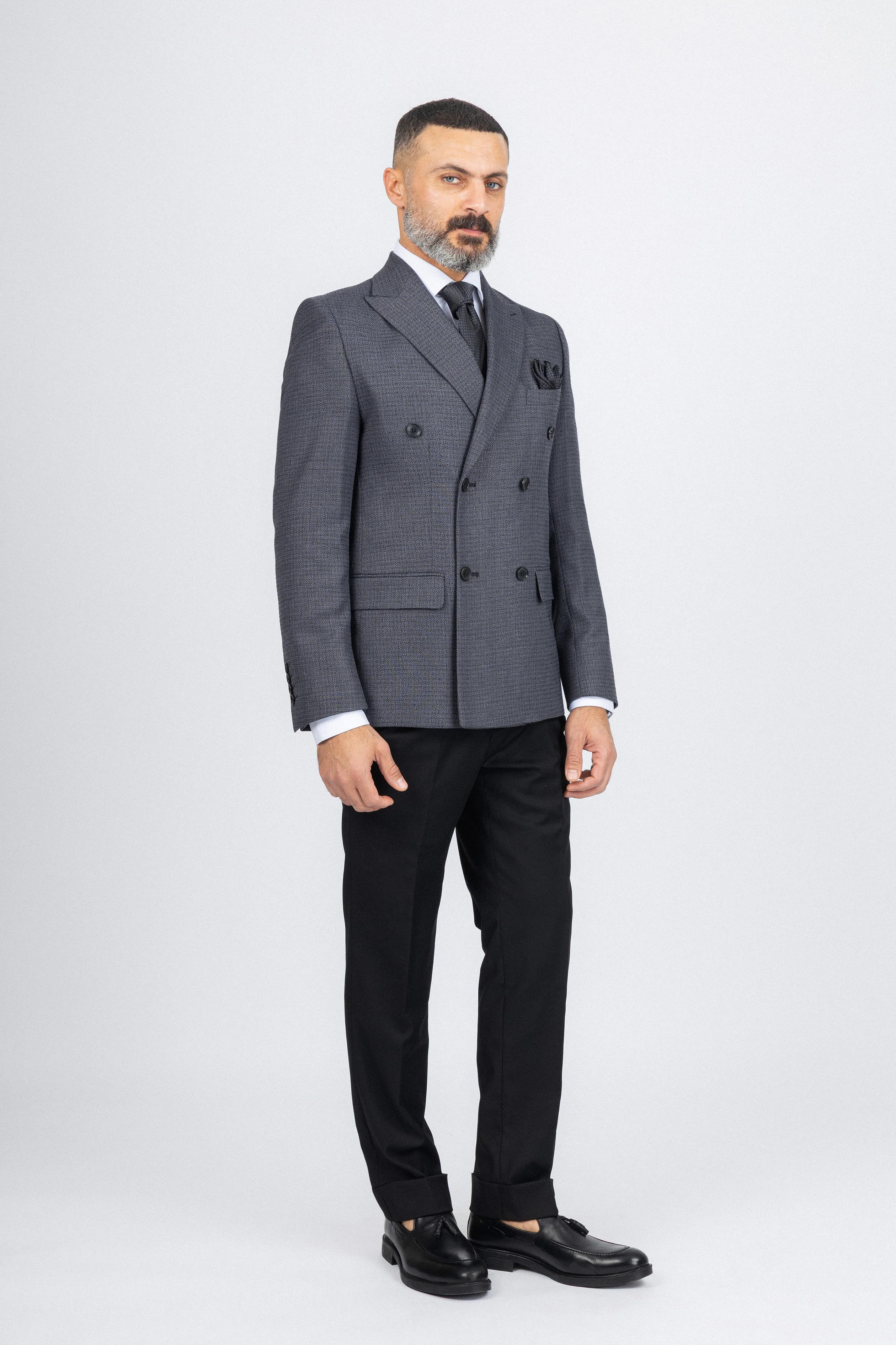 Dark Gray Textured Formal Suit - Image 2