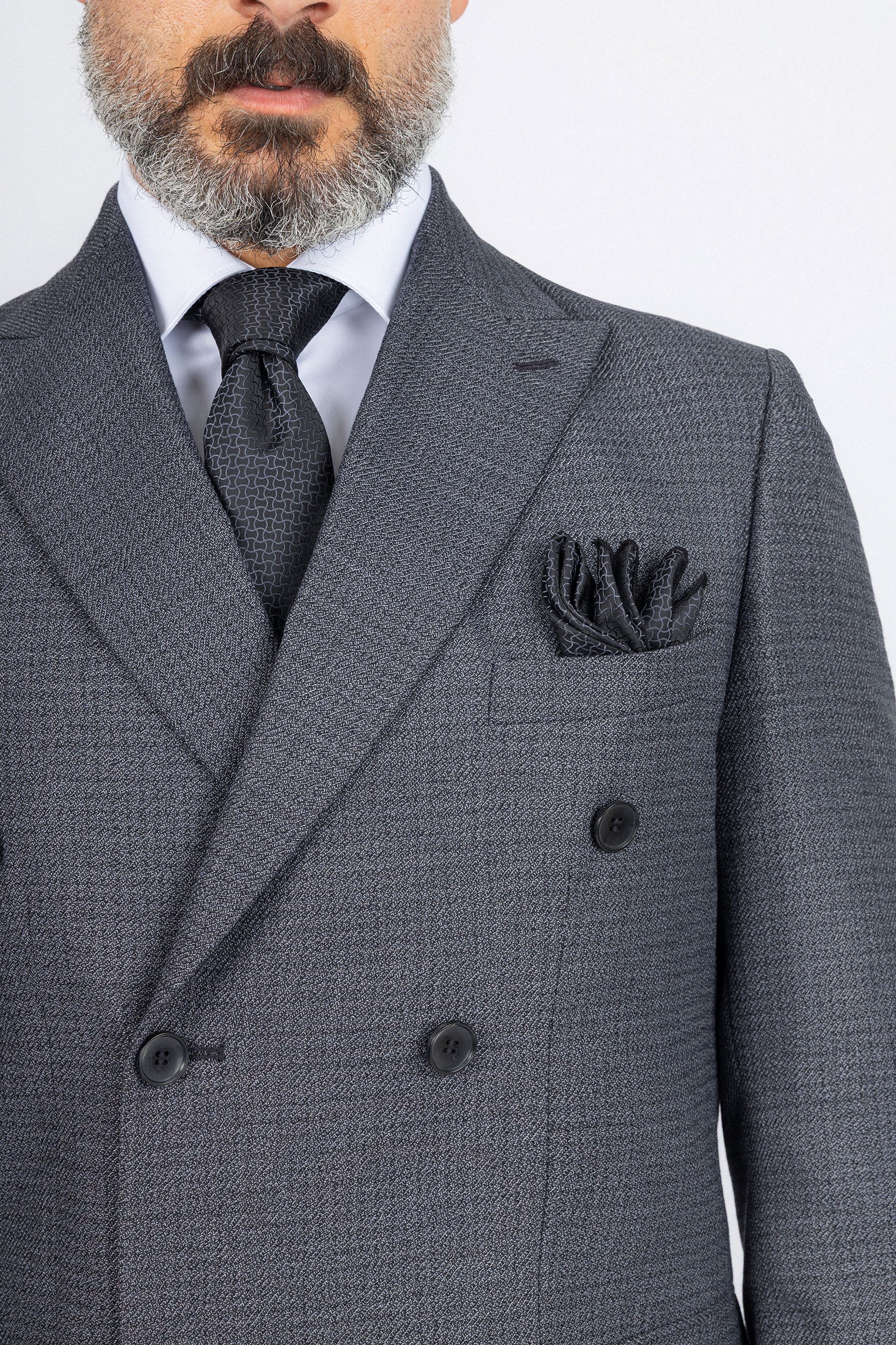 Dark Gray Textured Formal Suit - Image 3