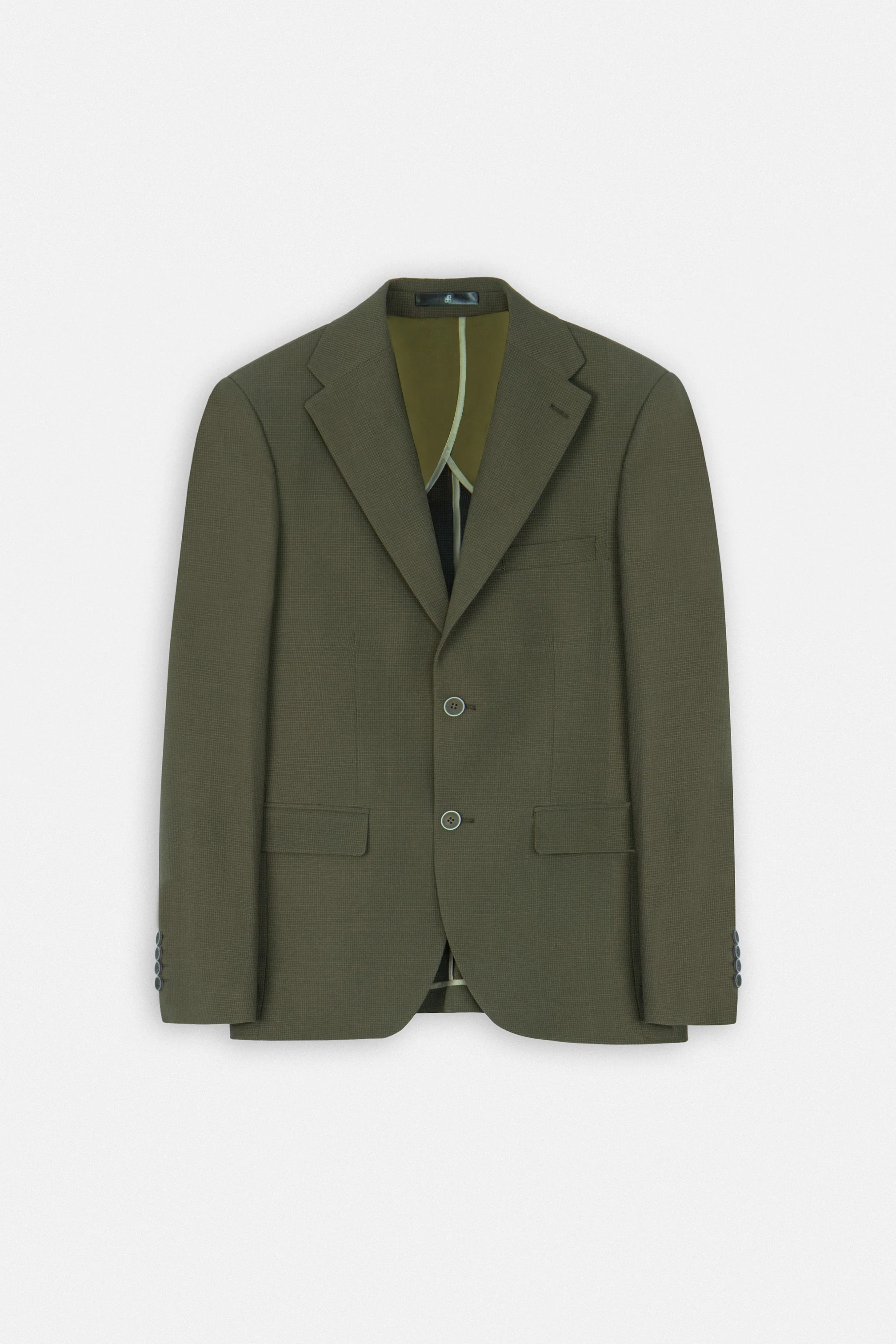 Dark Green Checked Casual Blazer
