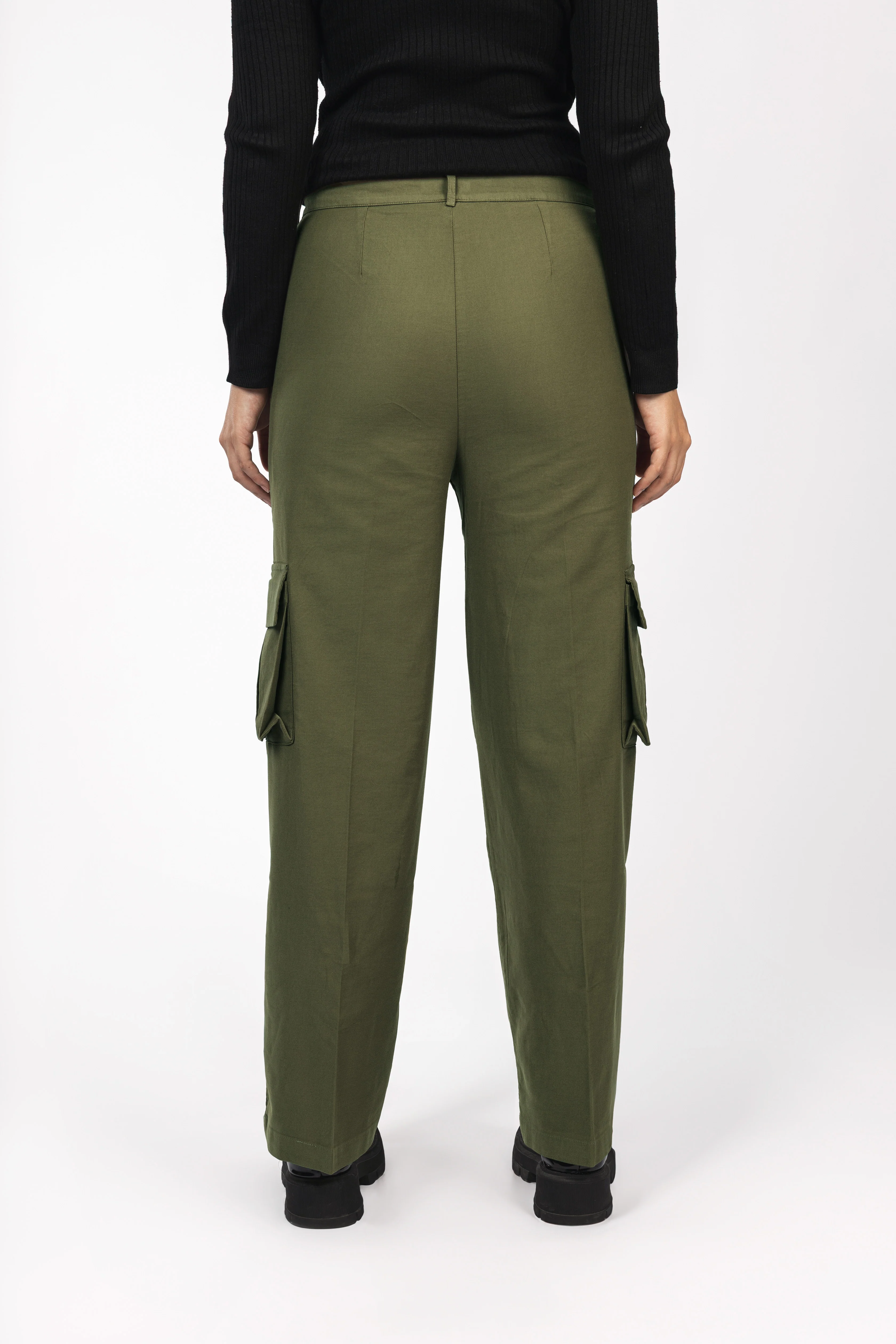 Dark Green Gabardine Cargo pants - Image 6
