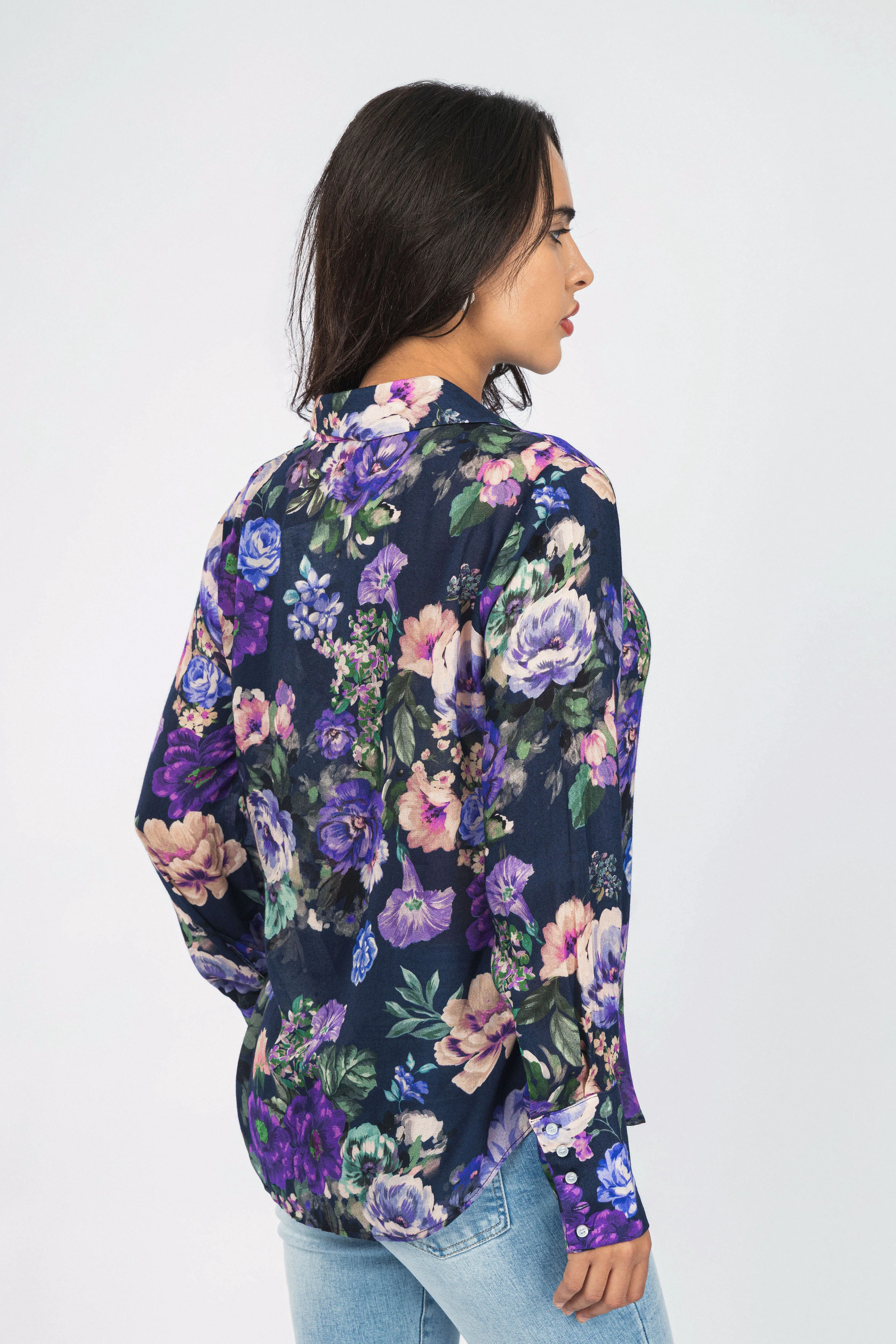 Dark Purple Printed Classic Shirt - Image 5