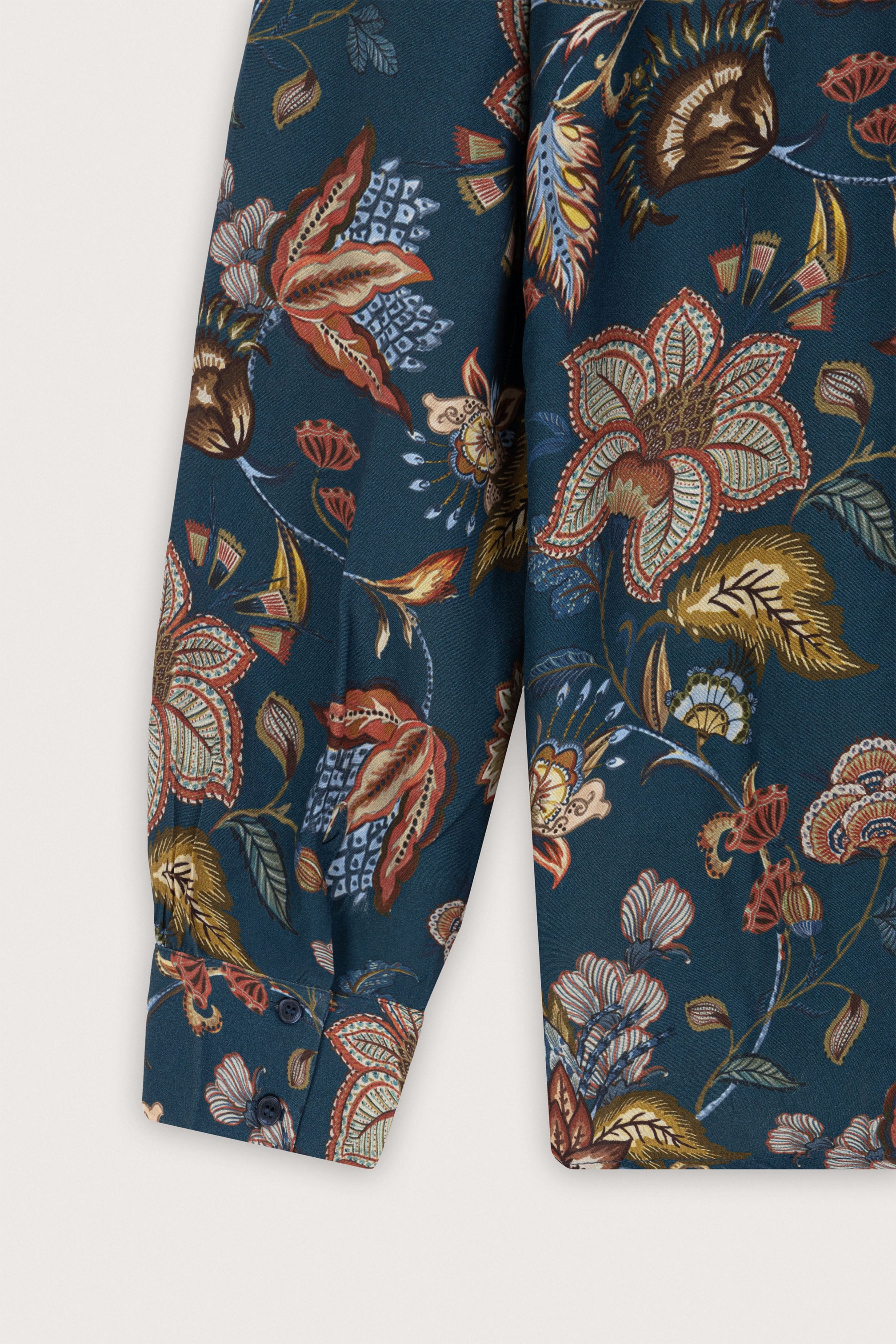 Dark Teal-Blue Floral Women's Shirt - Image 4
