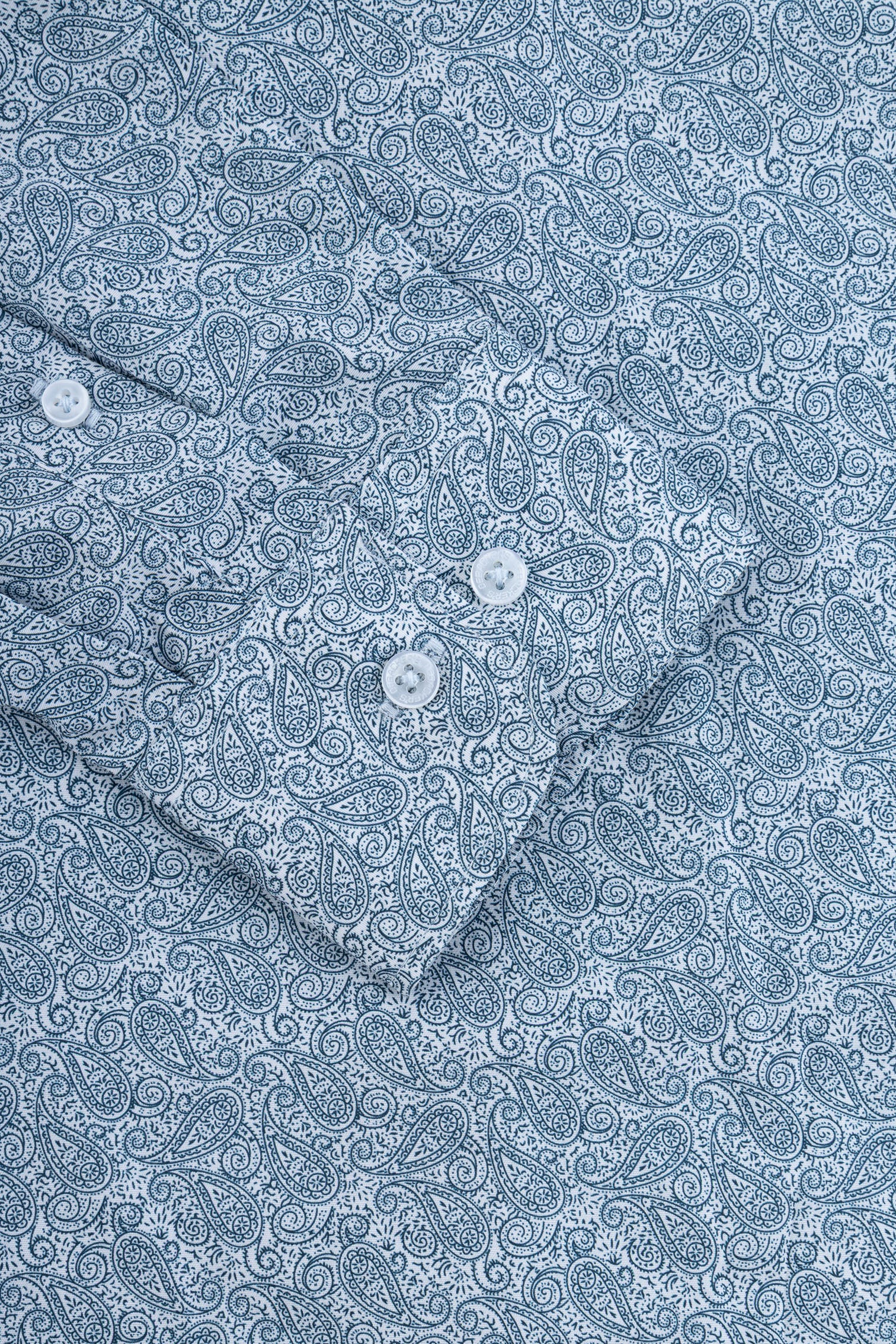 Dark Turquoise Printed Casual Shirt - Image 4