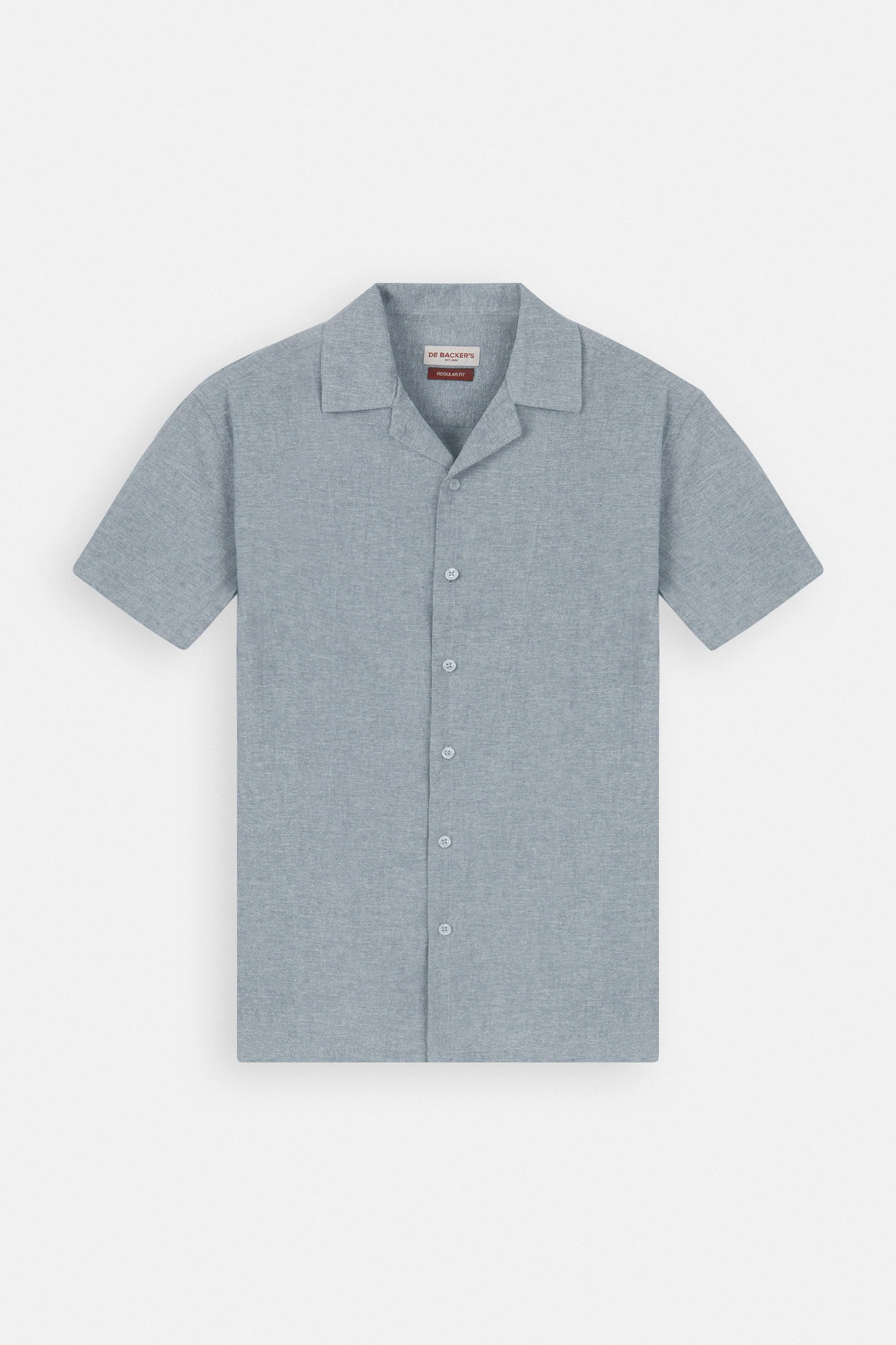 Gray Linen Blend Short Sleeves Shirt