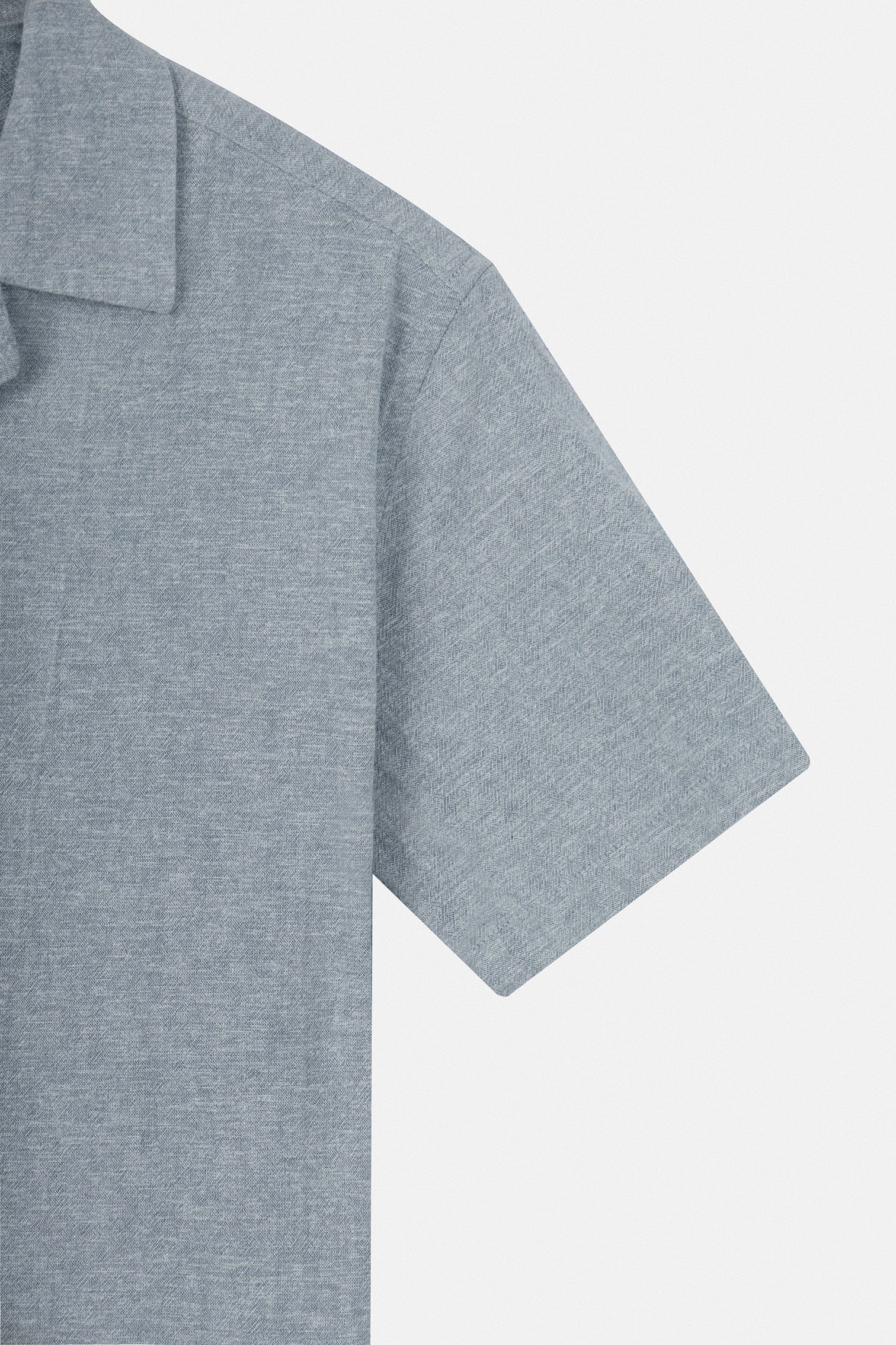 Gray Linen Blend Short Sleeves Shirt - Image 3