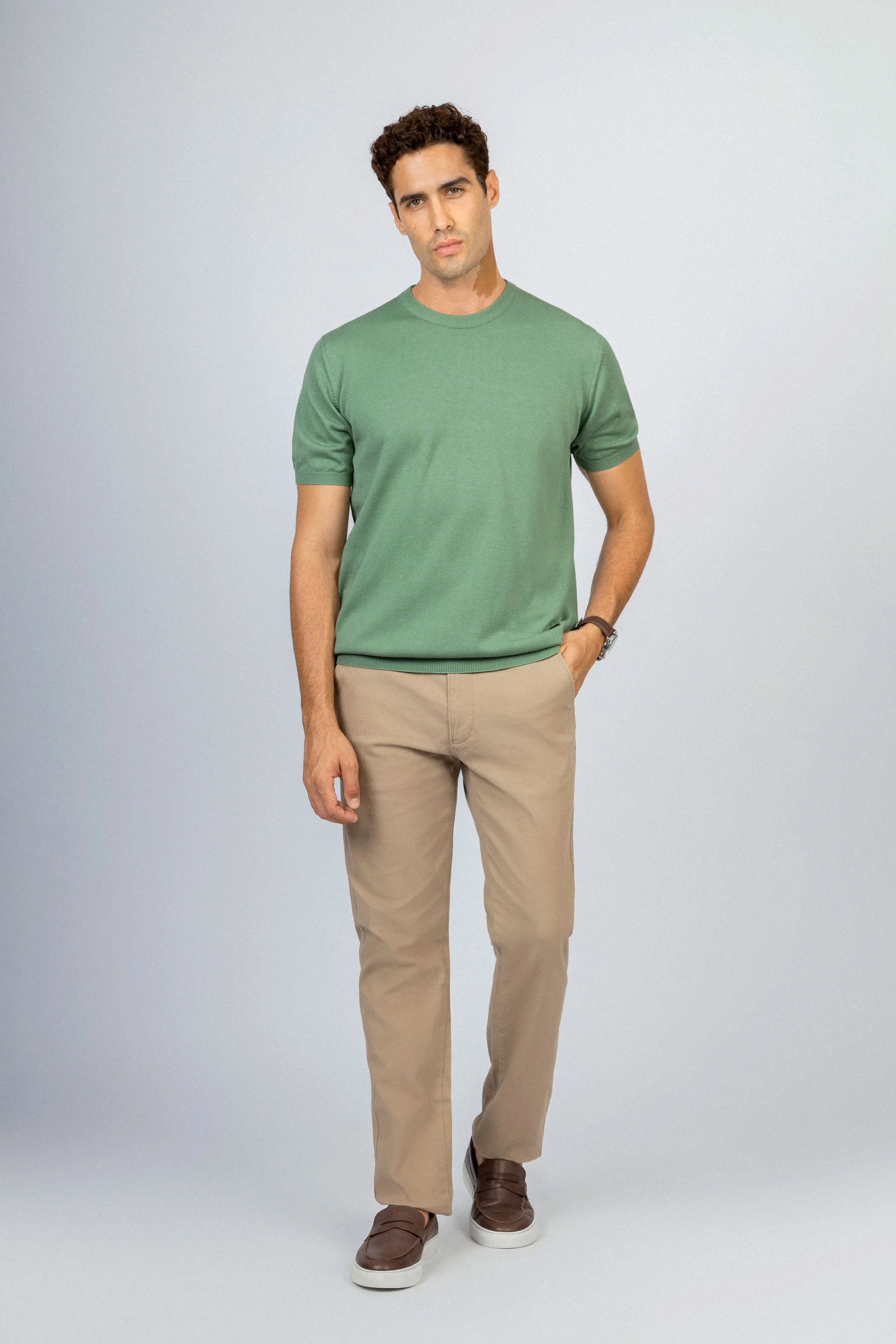 Green Knitted Round T Shirt - Image 2