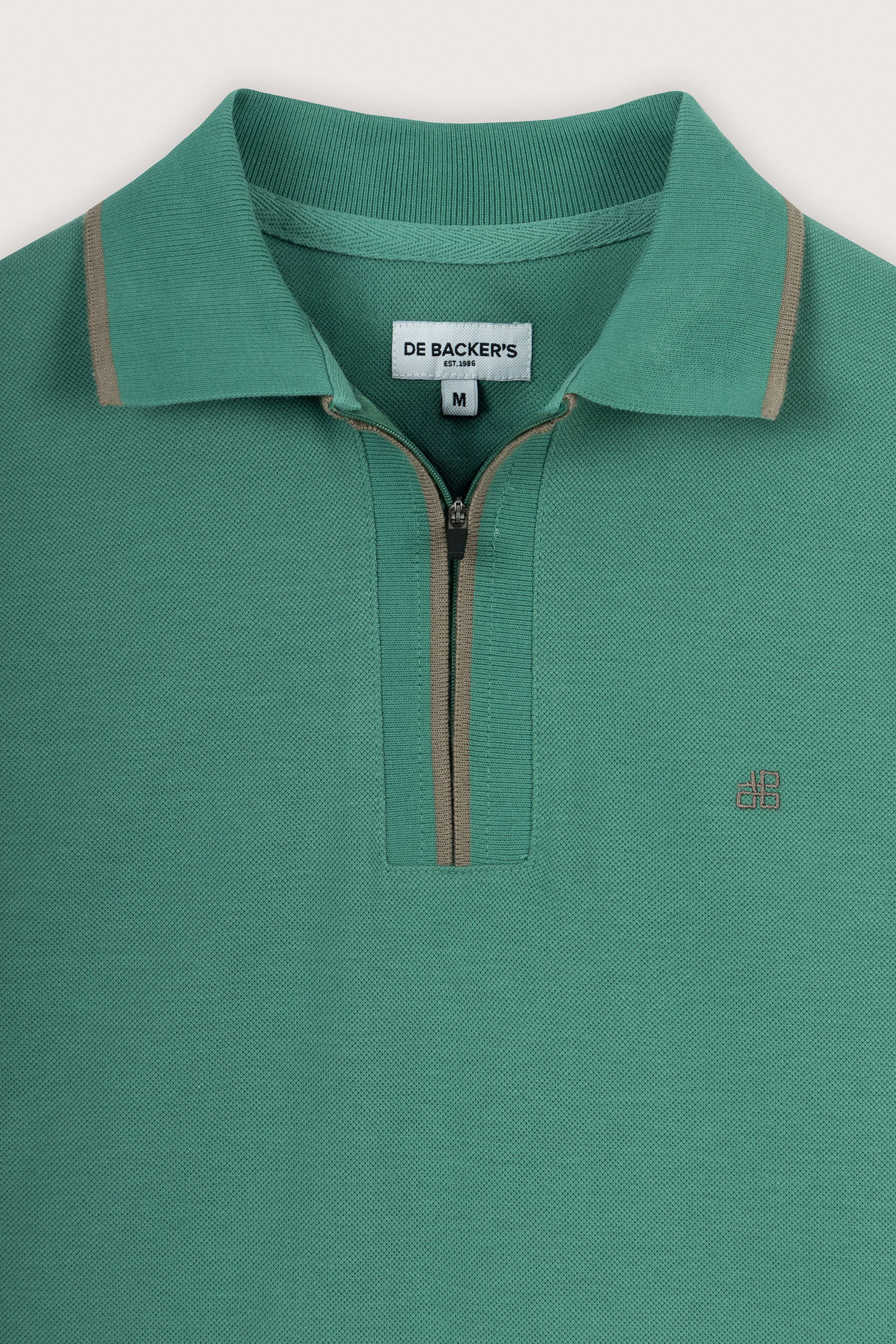Green Pique Zip-Up Polo - Image 2
