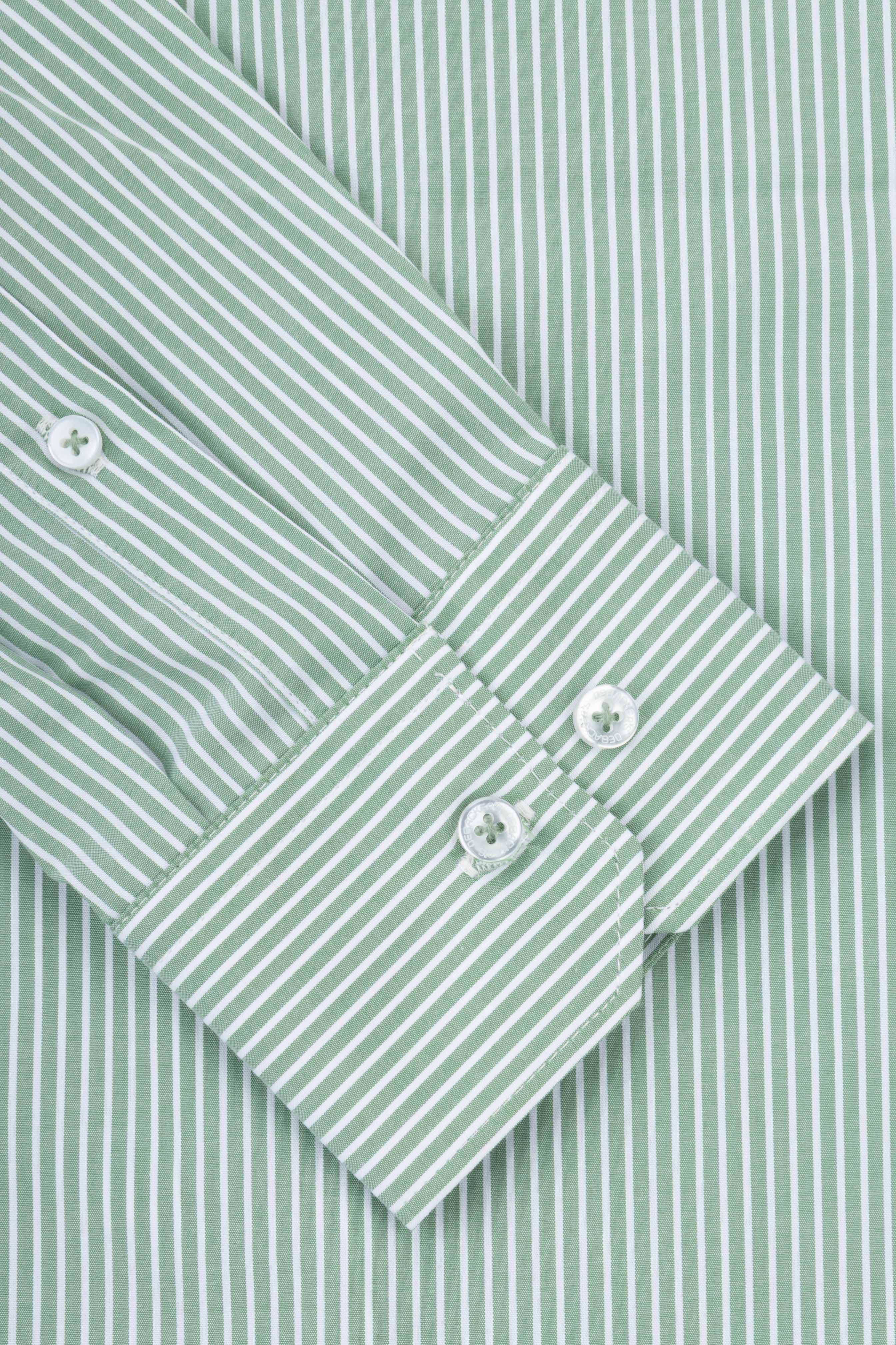 Green Striped Smart Casual Shirt - Image 3