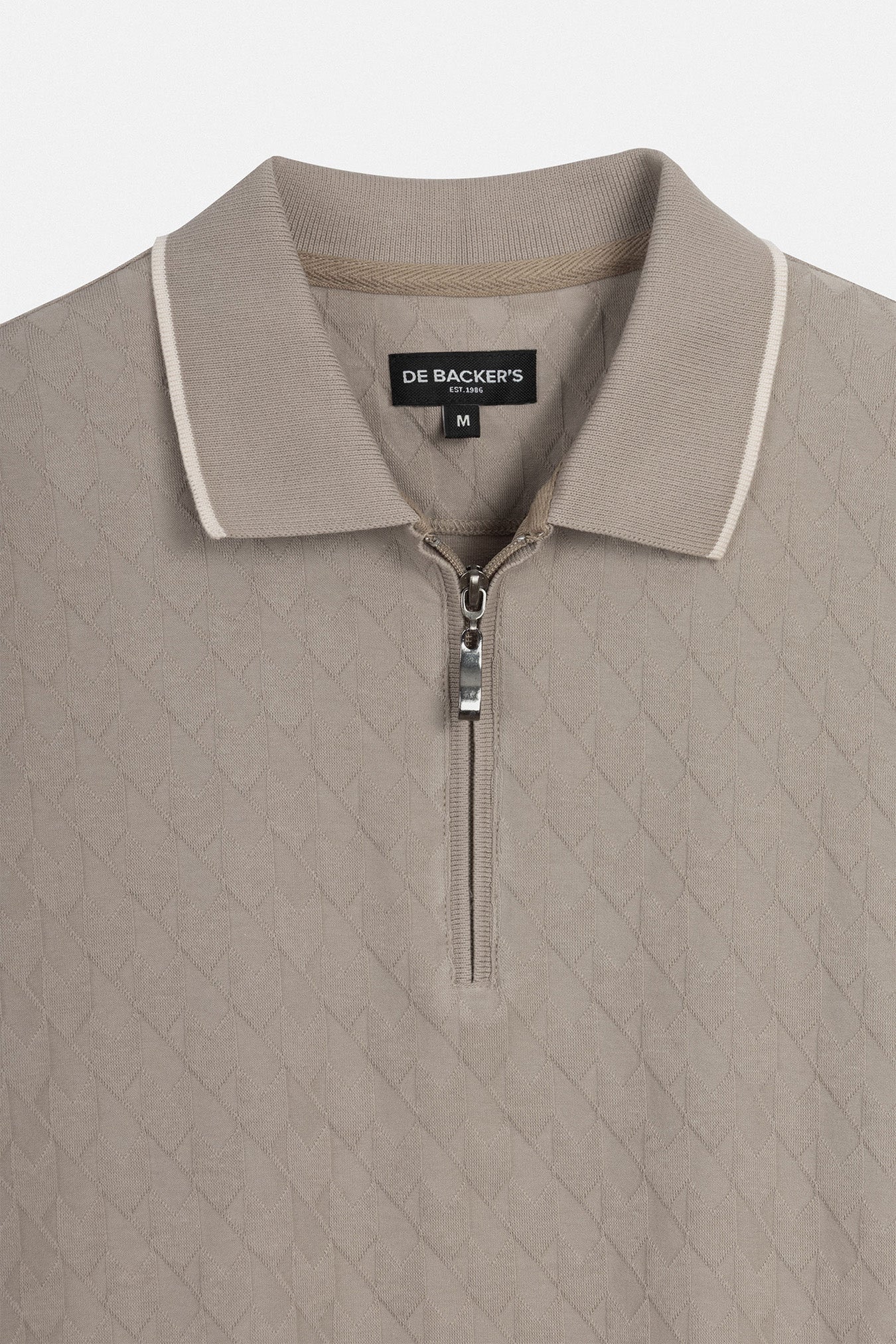 Jacquard Coffee Zip-Up Polo - Image 6