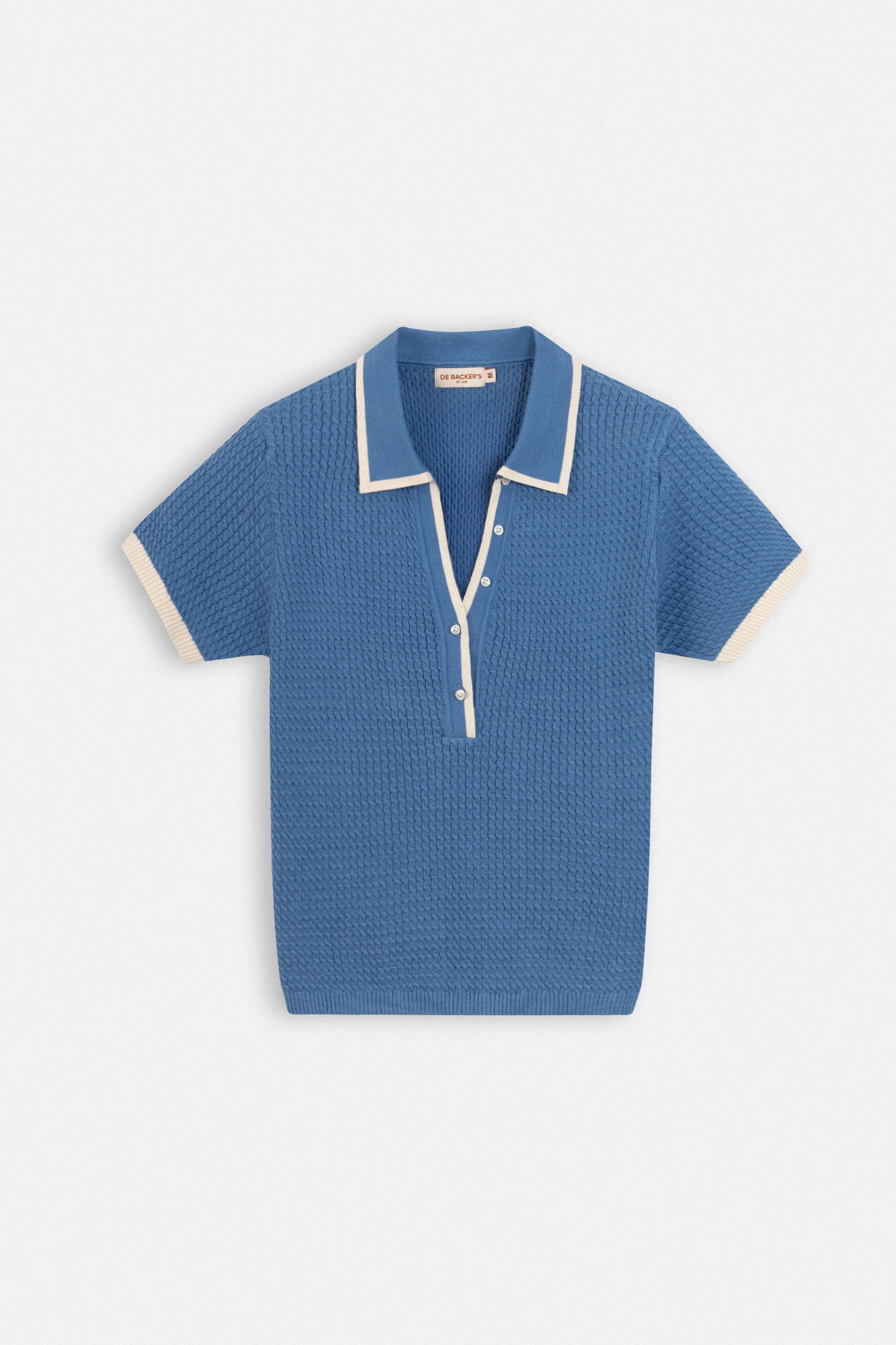 Jacquard half placket Blue Womens Polo T-shirt - Image 5