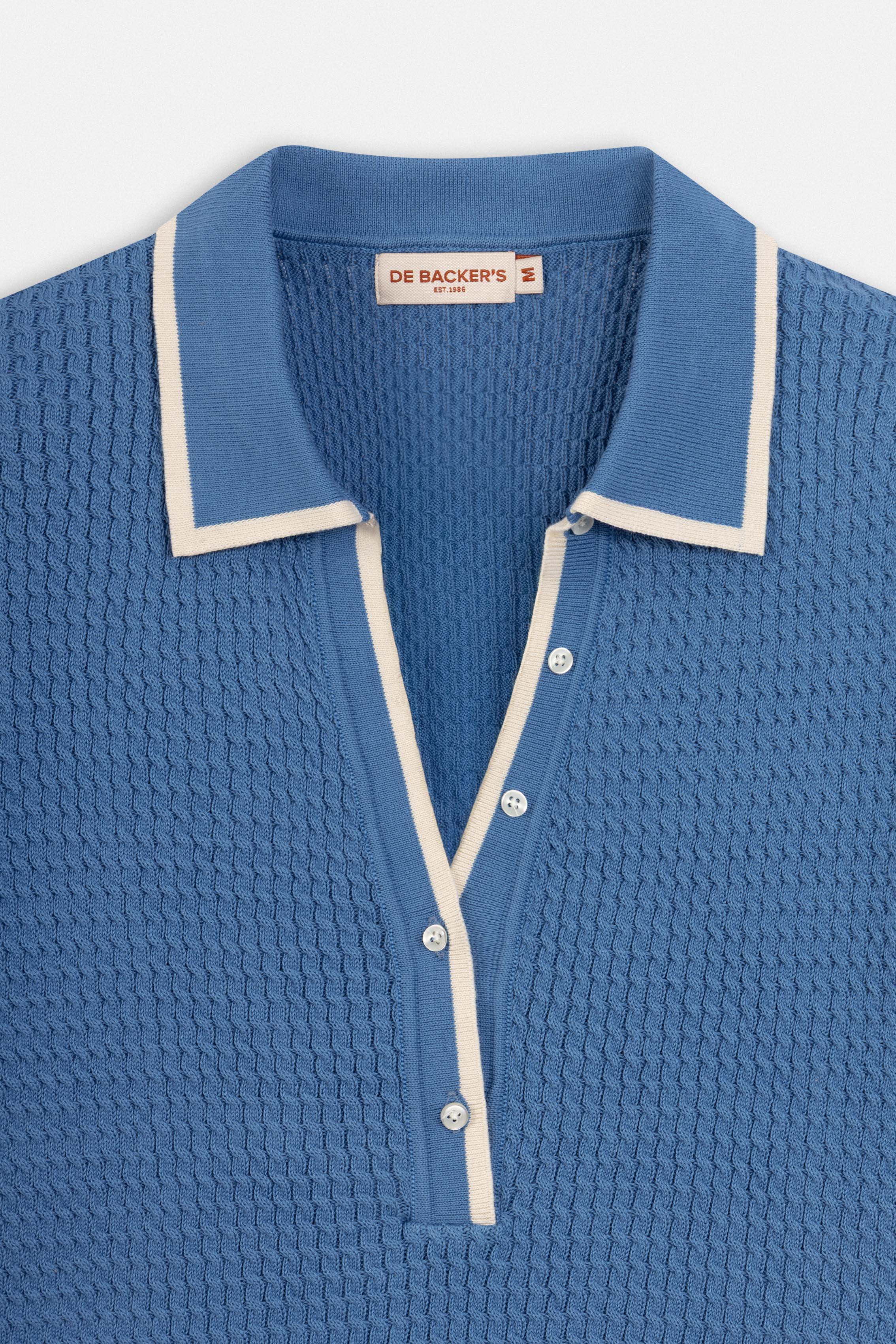 Jacquard half placket Blue Womens Polo T-shirt - Image 6